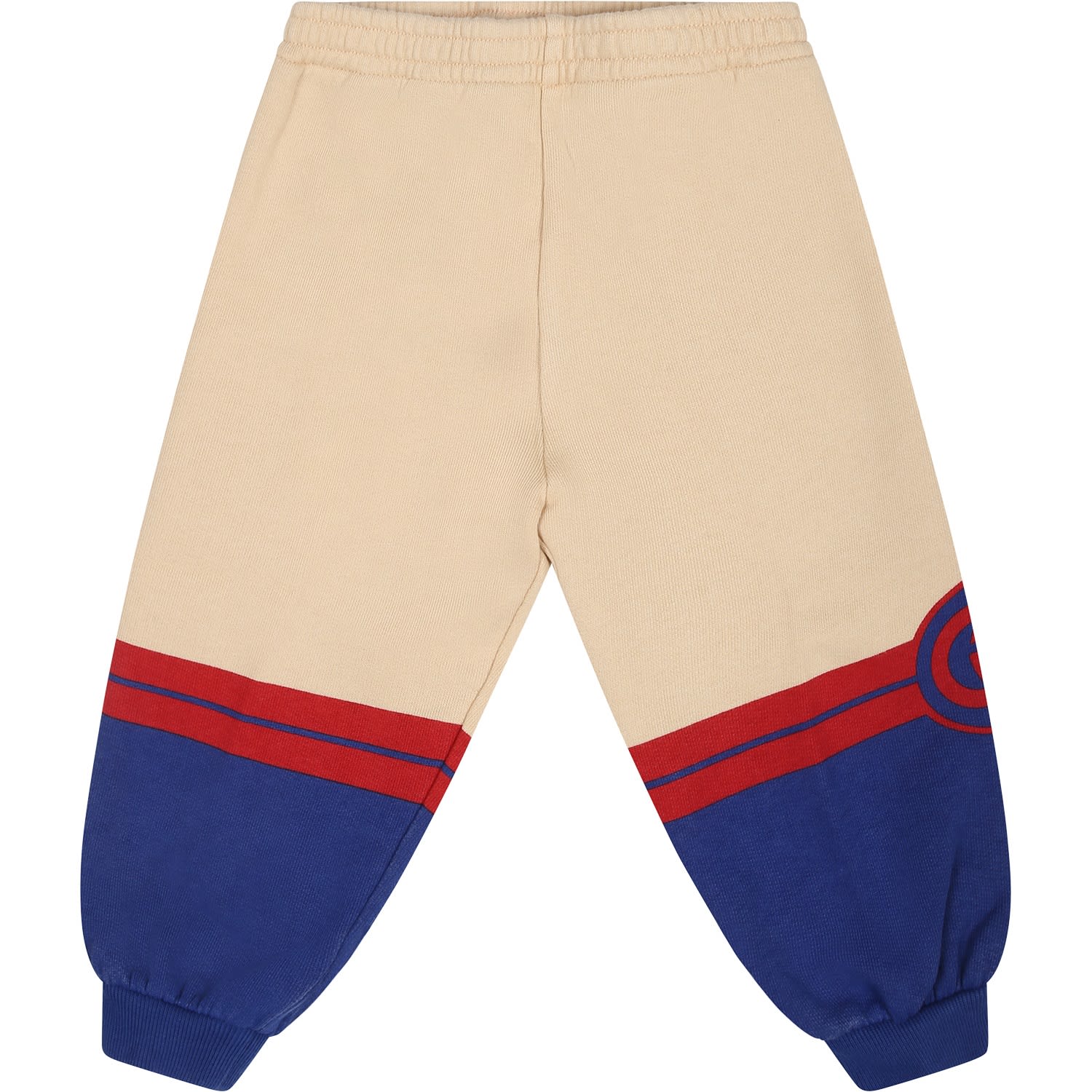 Gucci Ivory Trousers For Baby Boy With Print And Logo