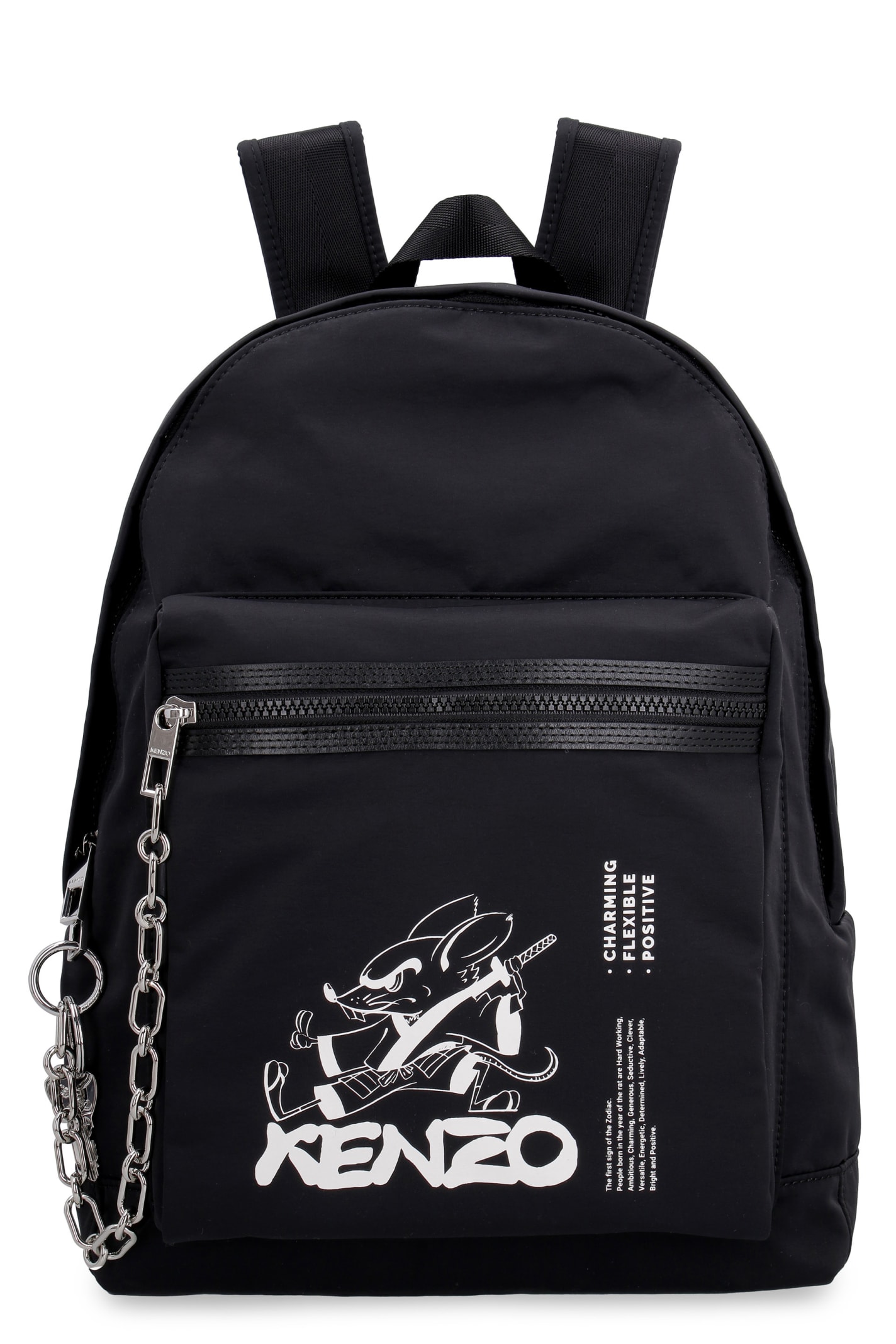 Kenzo Logo Detail Nylon Backpack In Black