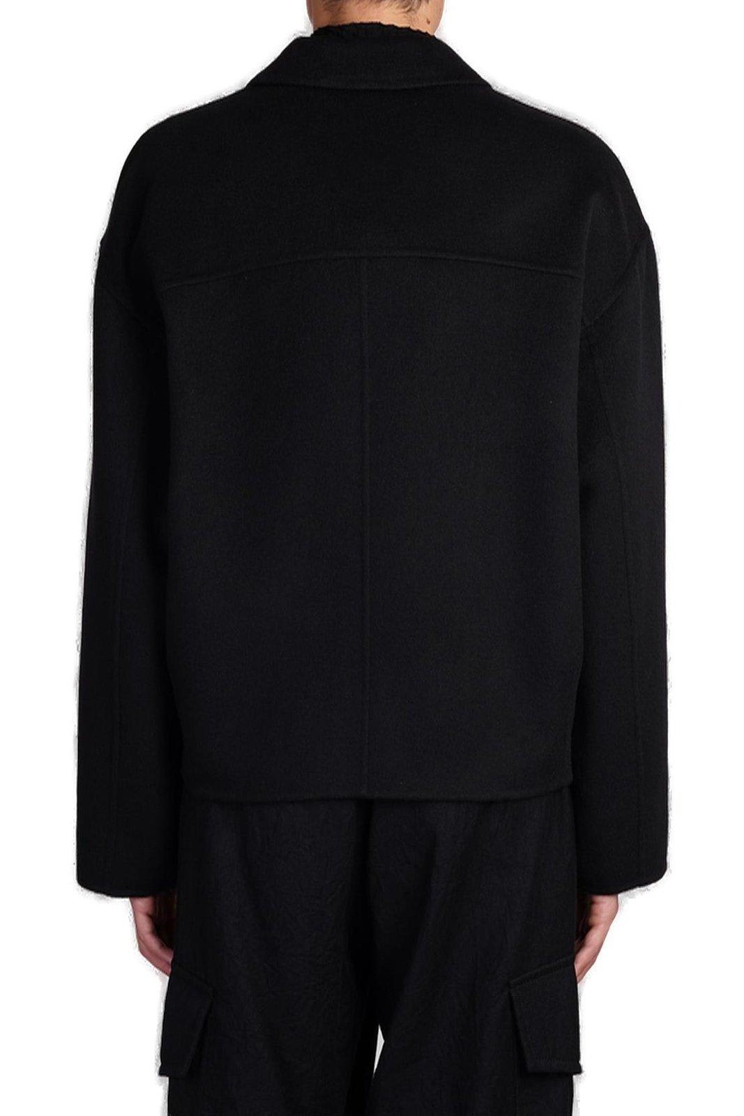 Shop Giorgio Armani Zip-up Straight Hem Jacket In Black