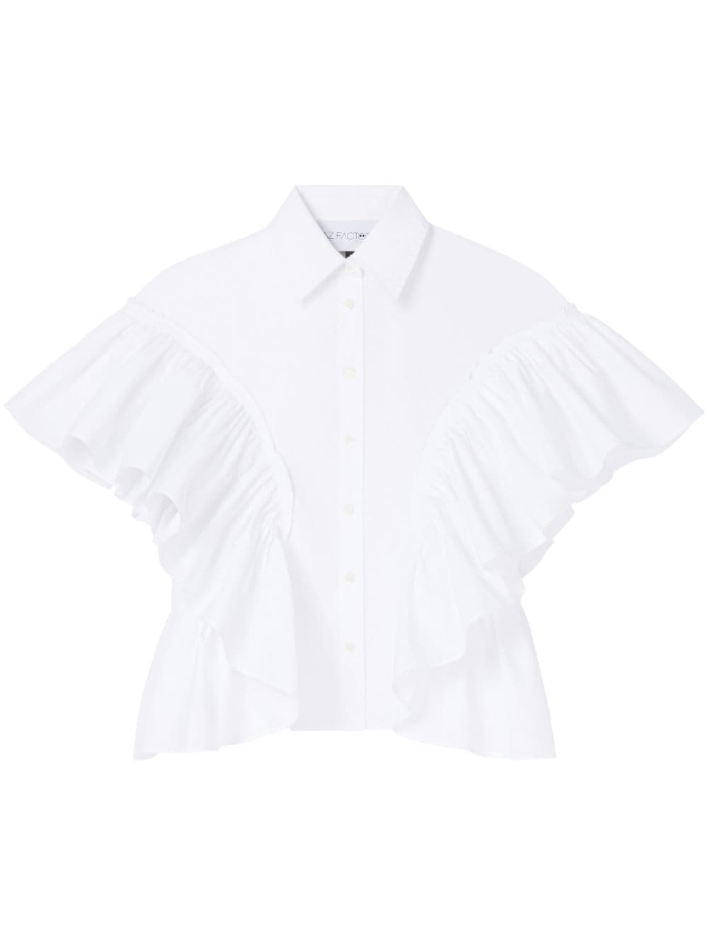 Az Factory Ruffled Sleeves Cotton Shirt In White