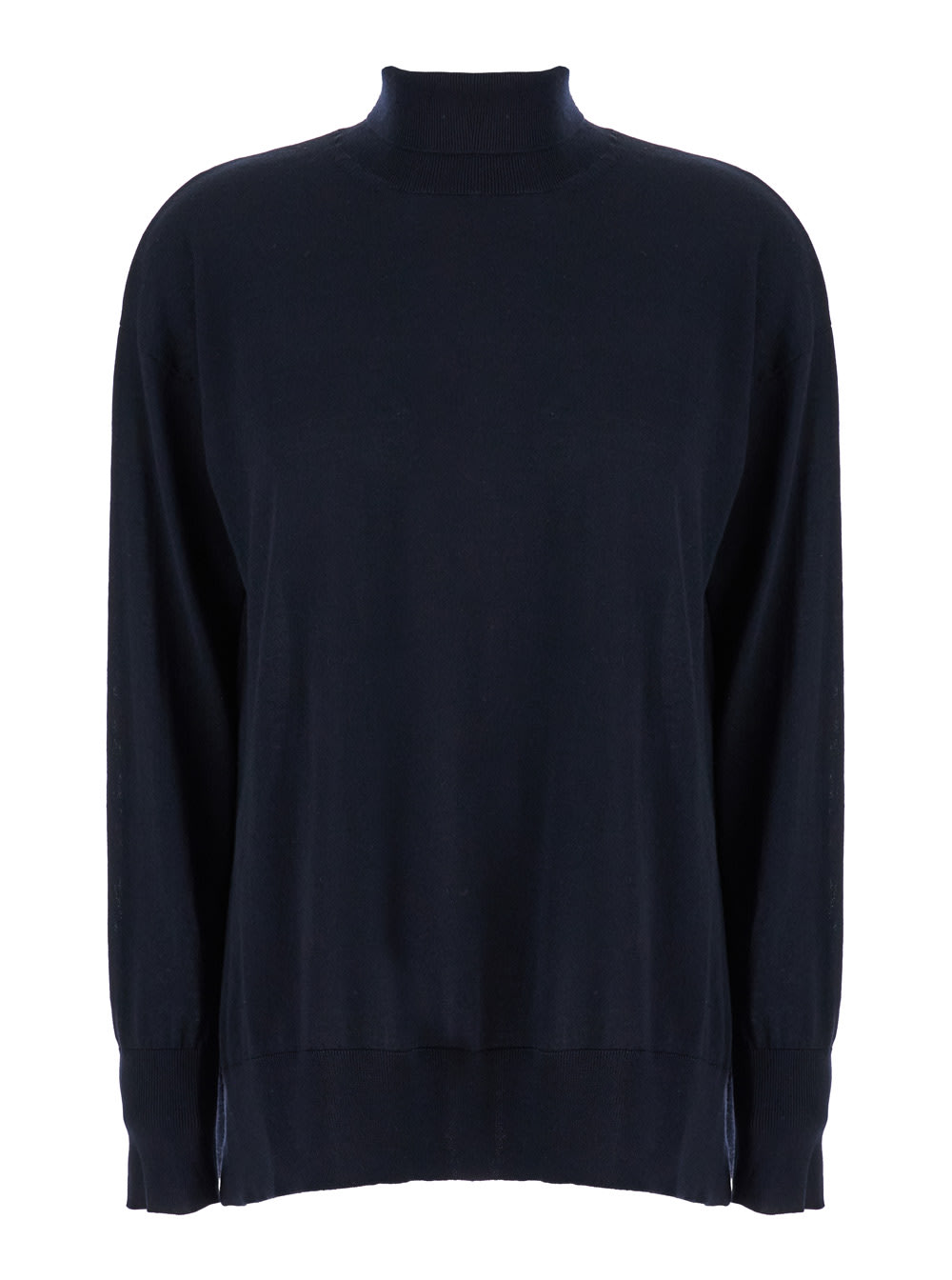 'S Max Mara Blue High Neck Sweater In Wool Woman