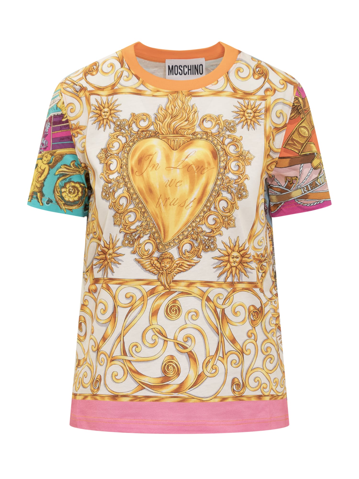 Shop Moschino Foulard T-shirt In Multicolor