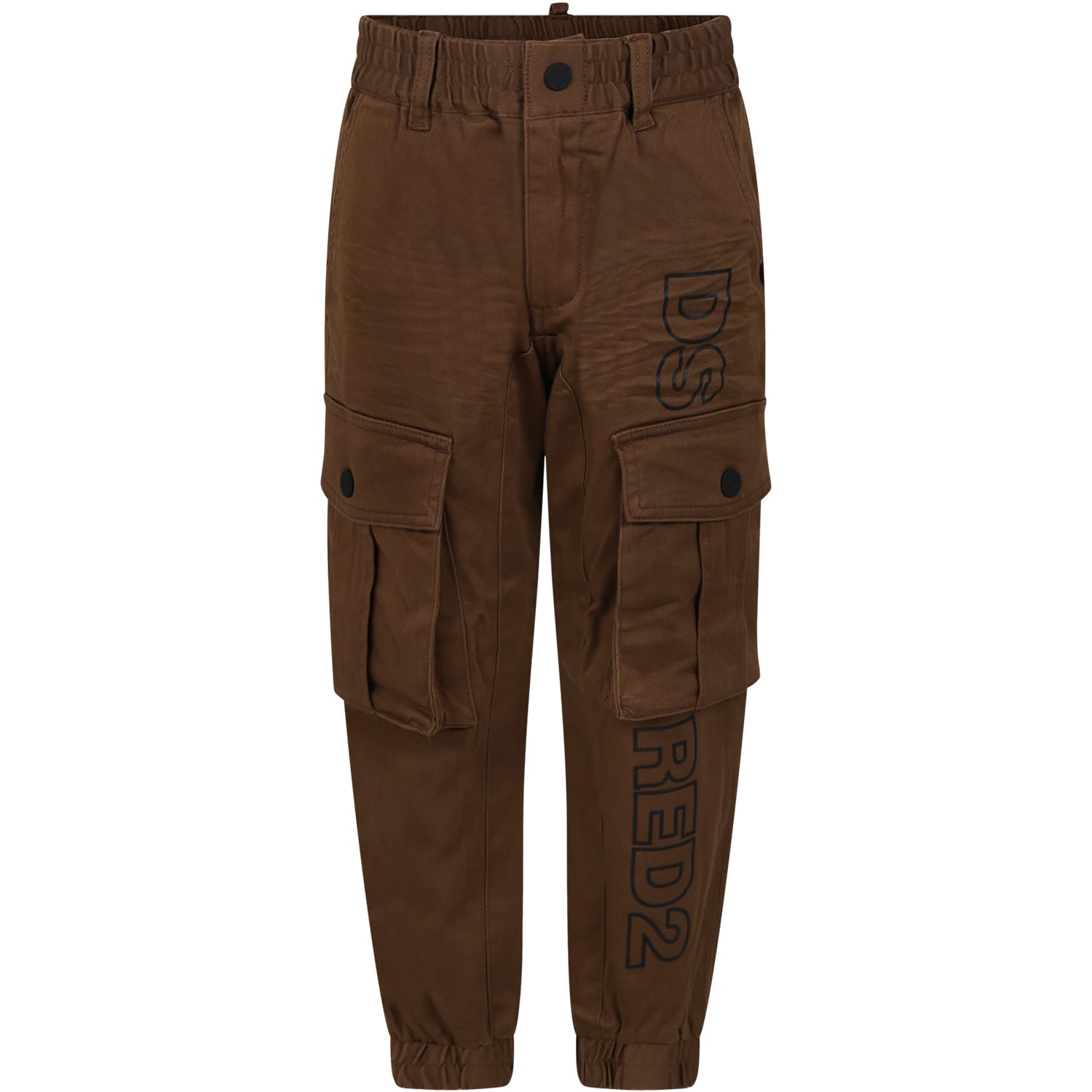 DSQUARED2 BROWN TROUSERS FOR BOY WITH LOGO