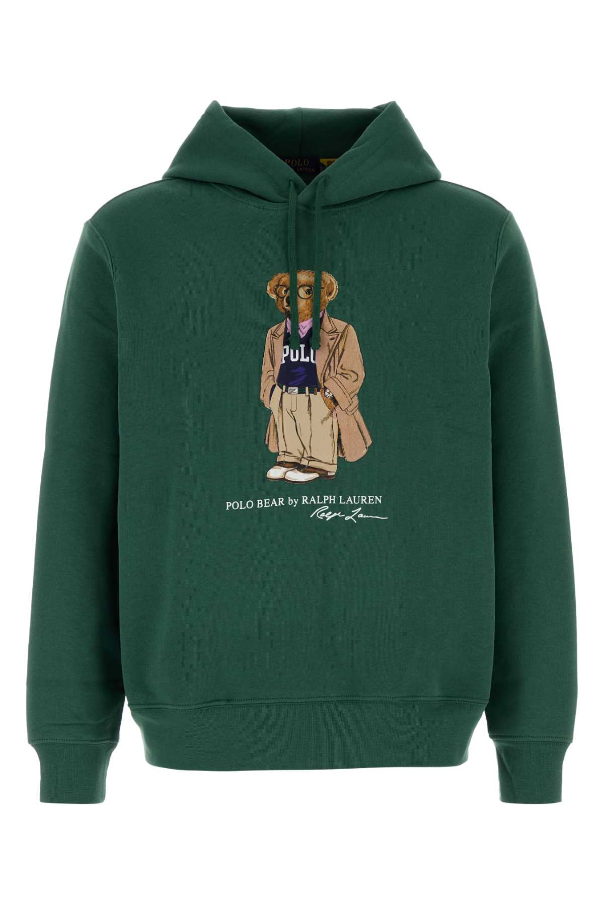 Polo Ralph Lauren Green Hoodie With Drawstring Hood And Logo Print On The Front In Cotton Blend Man In Green
