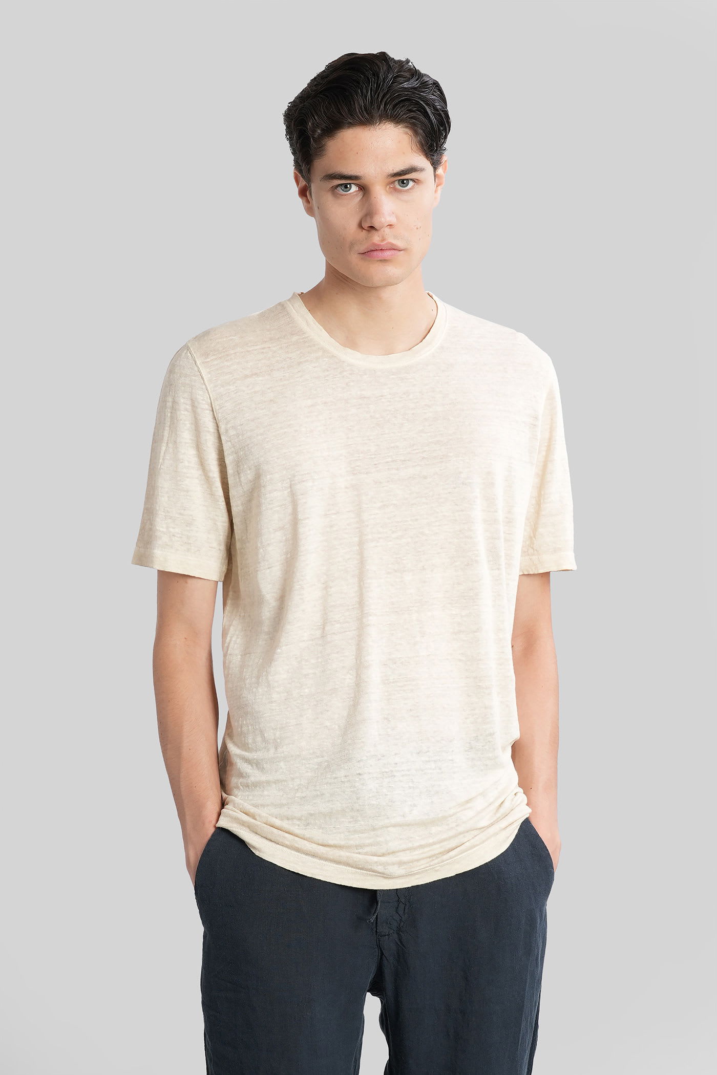 T-shirt In Beige Linen