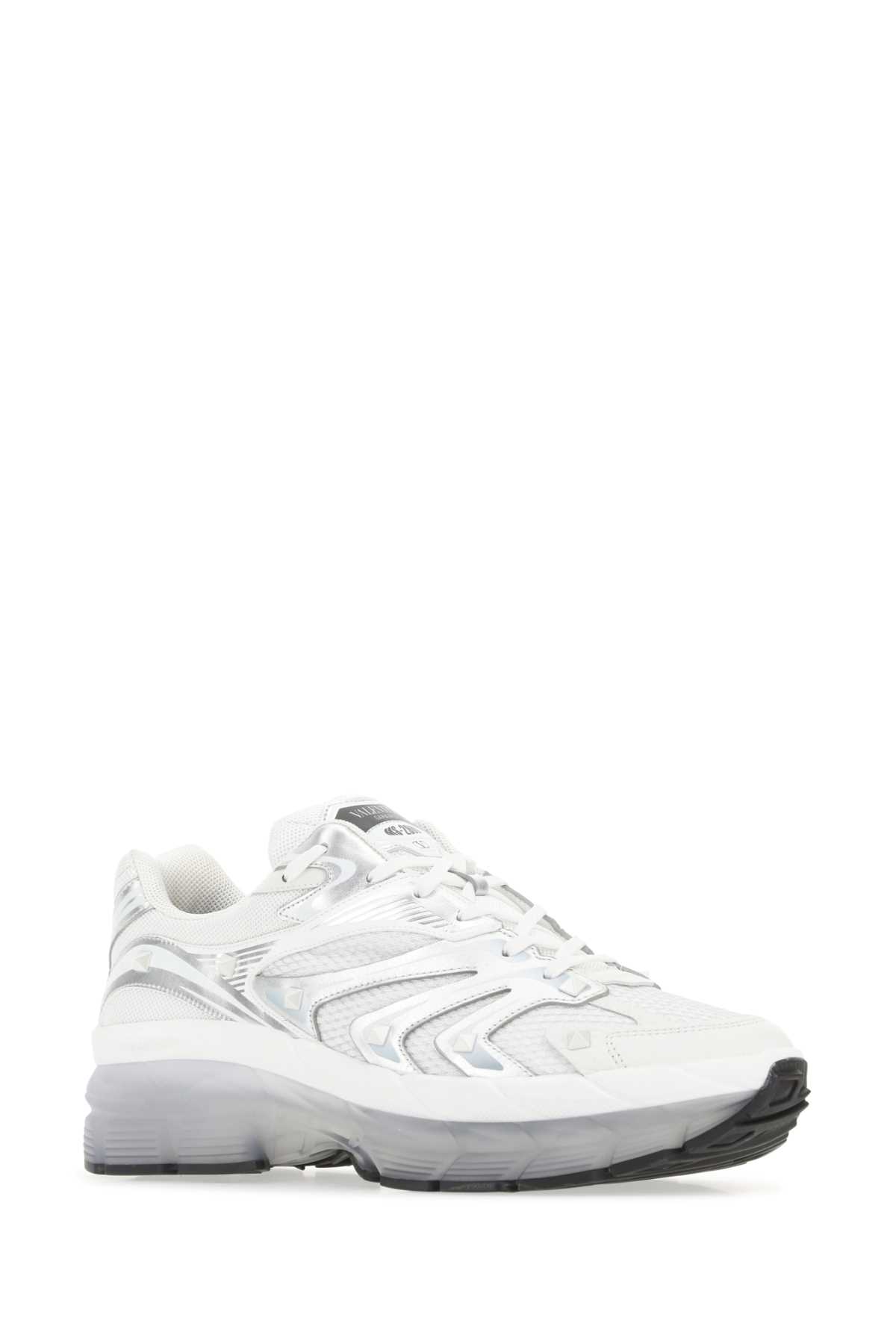 Shop Valentino Two-tone Leather And Fabric Low-top Ms-2960 Sneakers In 74b