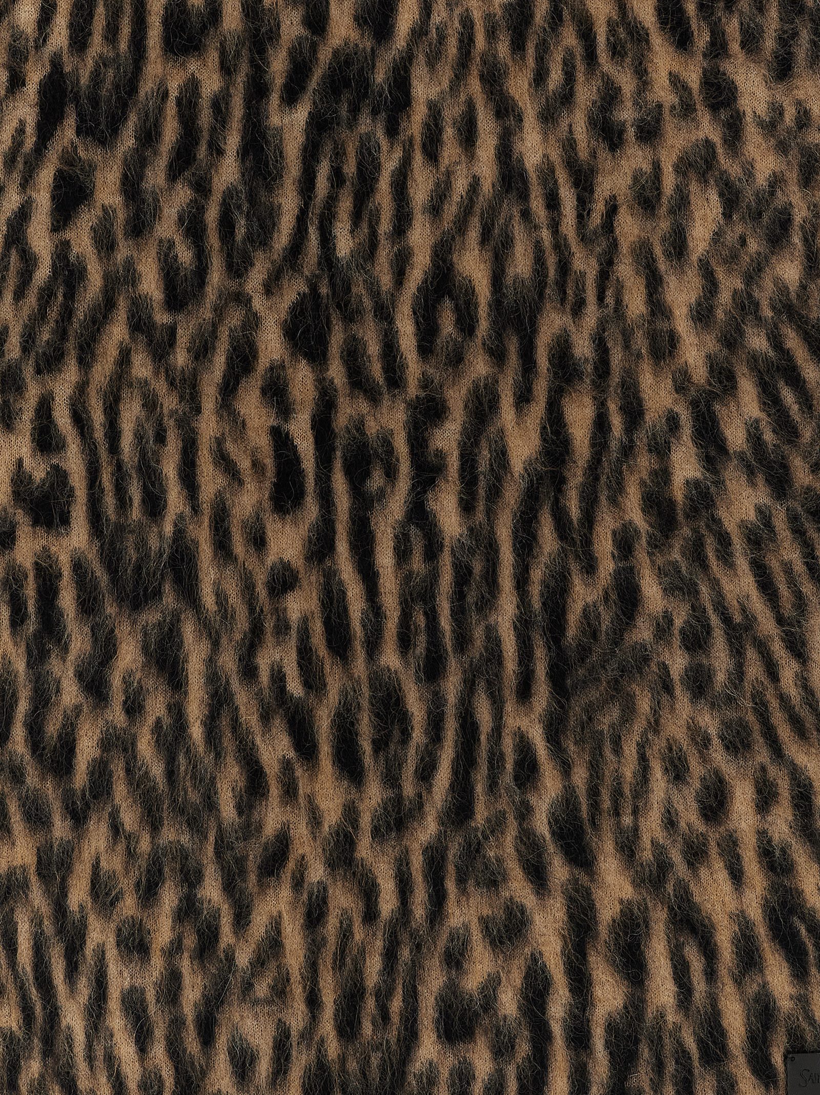 Saint Laurent Mohair Scarf With Leopard Pattern And Soft Texture In Brown