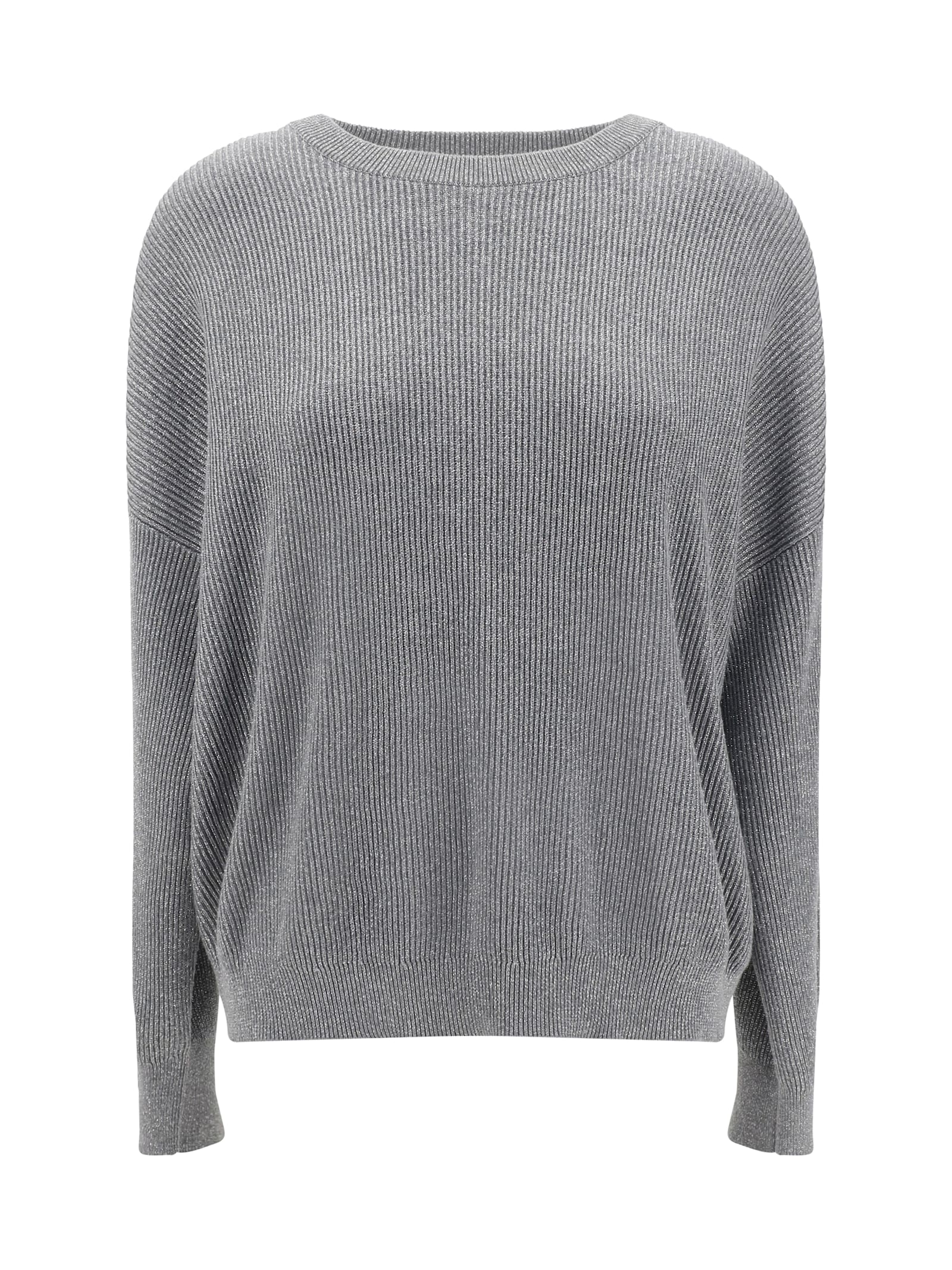 Brunello Cucinelli Ribbed Sweater In Gray