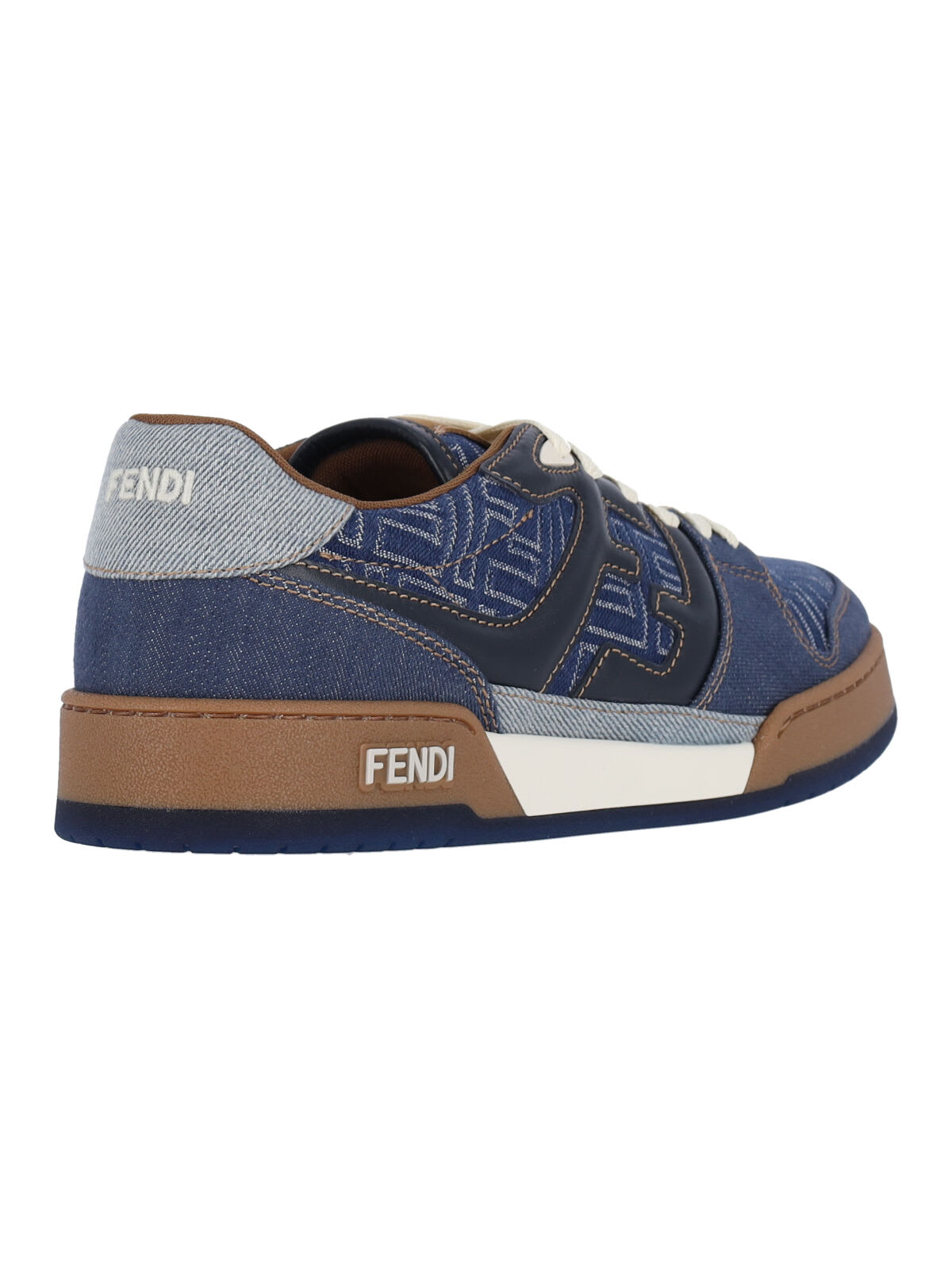 Fendi Match Denim Ff Embossed Sneakers Blue In Black