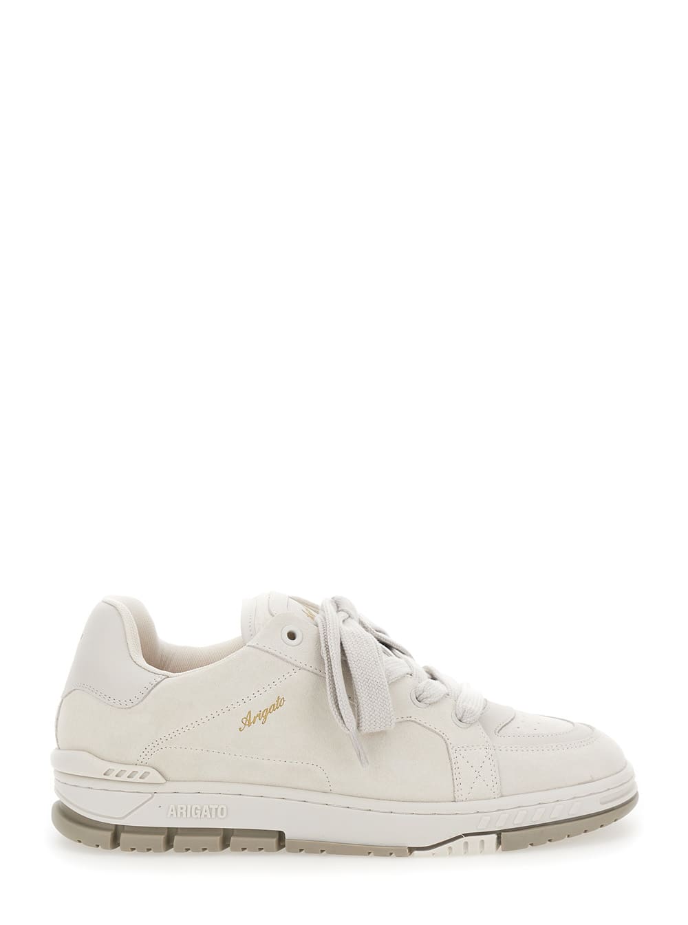 area Haze Beige Low Top Sneakers With Laminated Leather In Suede Blend Man