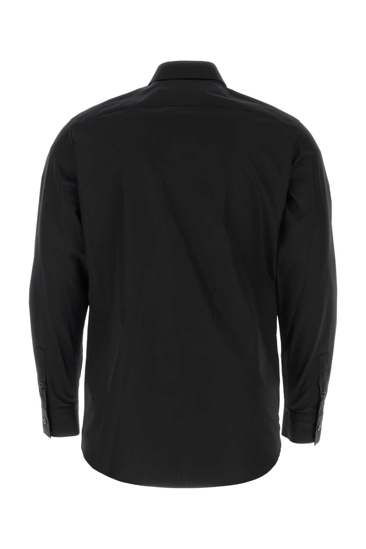 Balmain Black Poplin Shirt In 0panoir