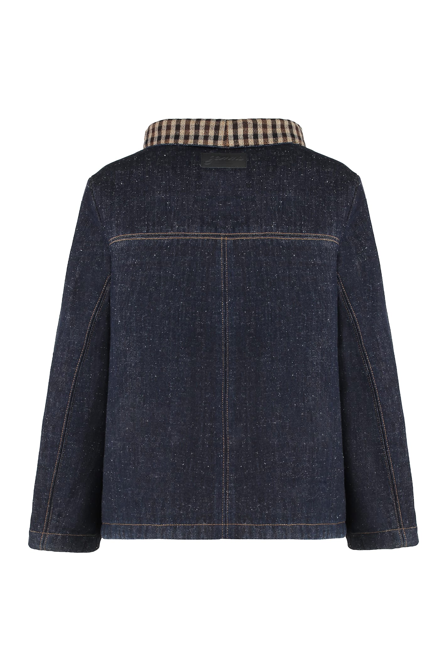 Ganni Bonded Denim Jacket Stitch Detailing In Blue
