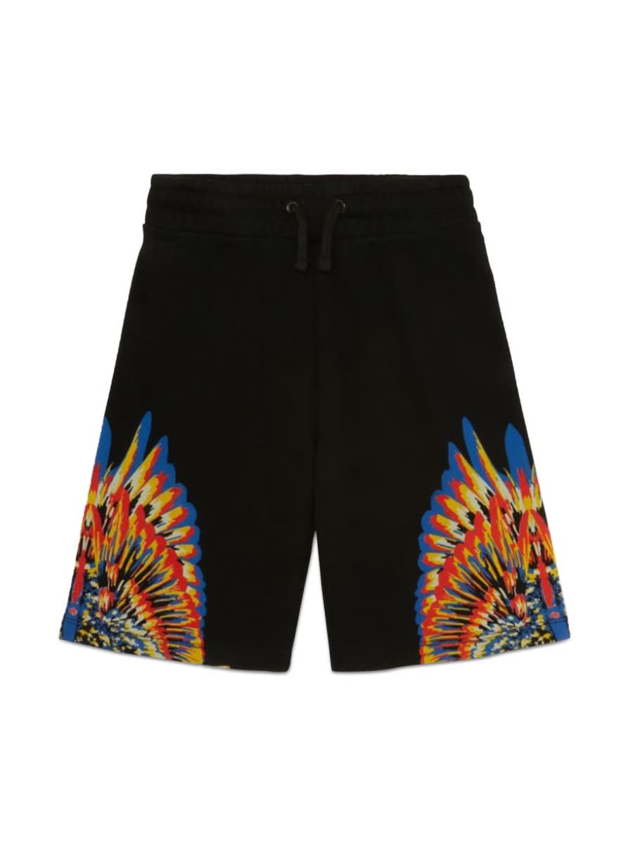 Shop Marcelo Burlon County Of Milan Tempera Wings Sweatshort In Black