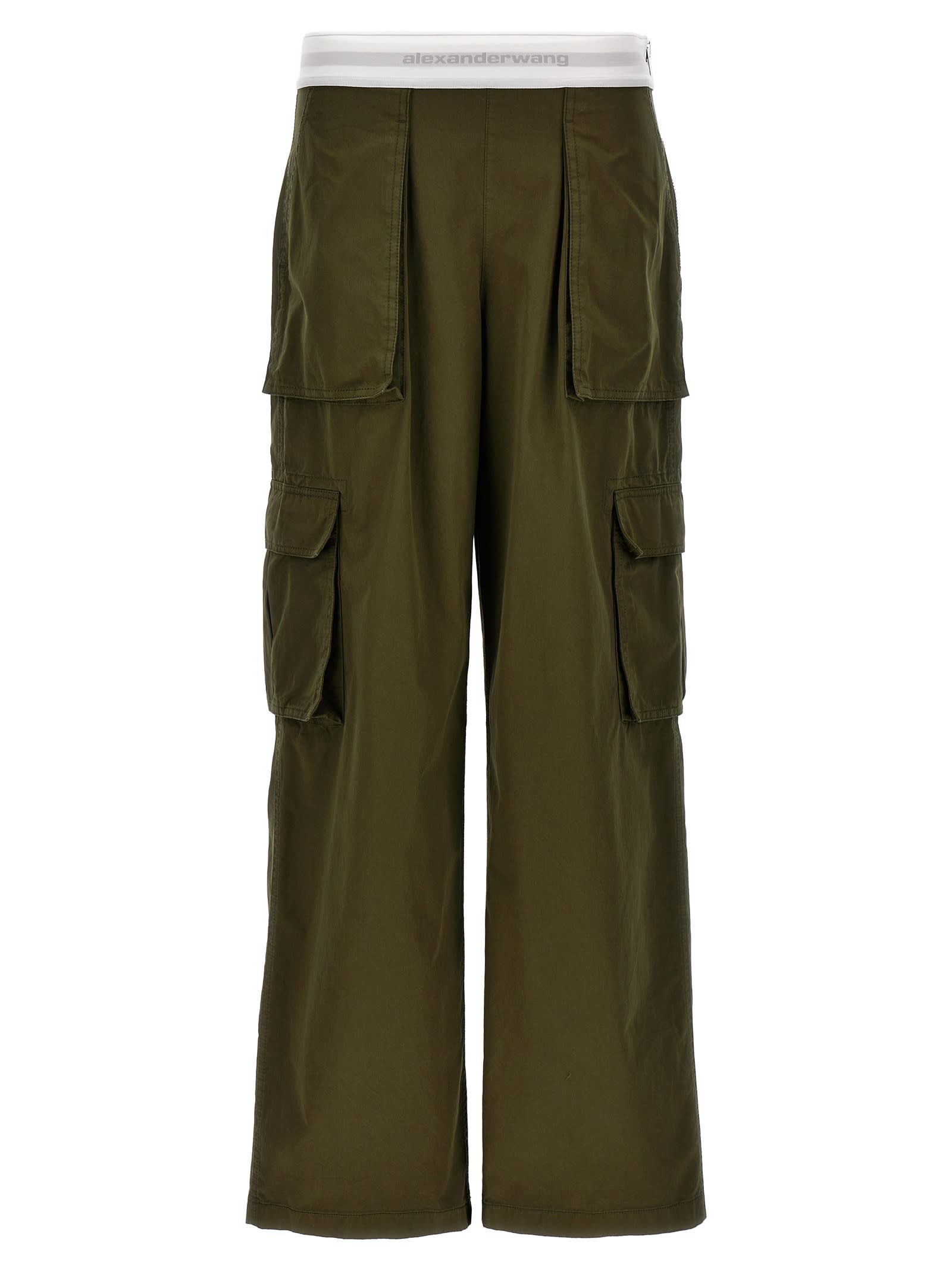 Shop Alexander Wang Mid Rise Cargo Rave Pants In Green