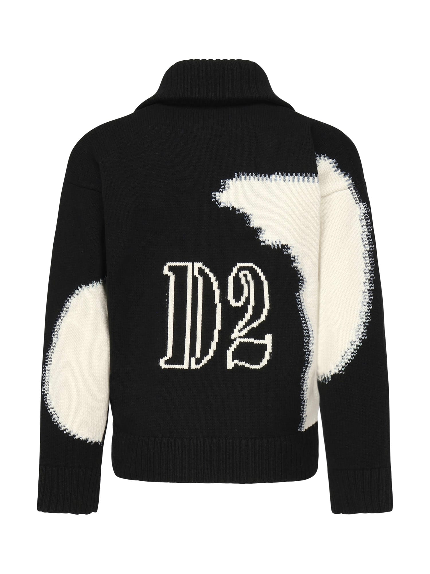 Dsquared2 Fake Stitch D2 Zipped Cardigan In Black