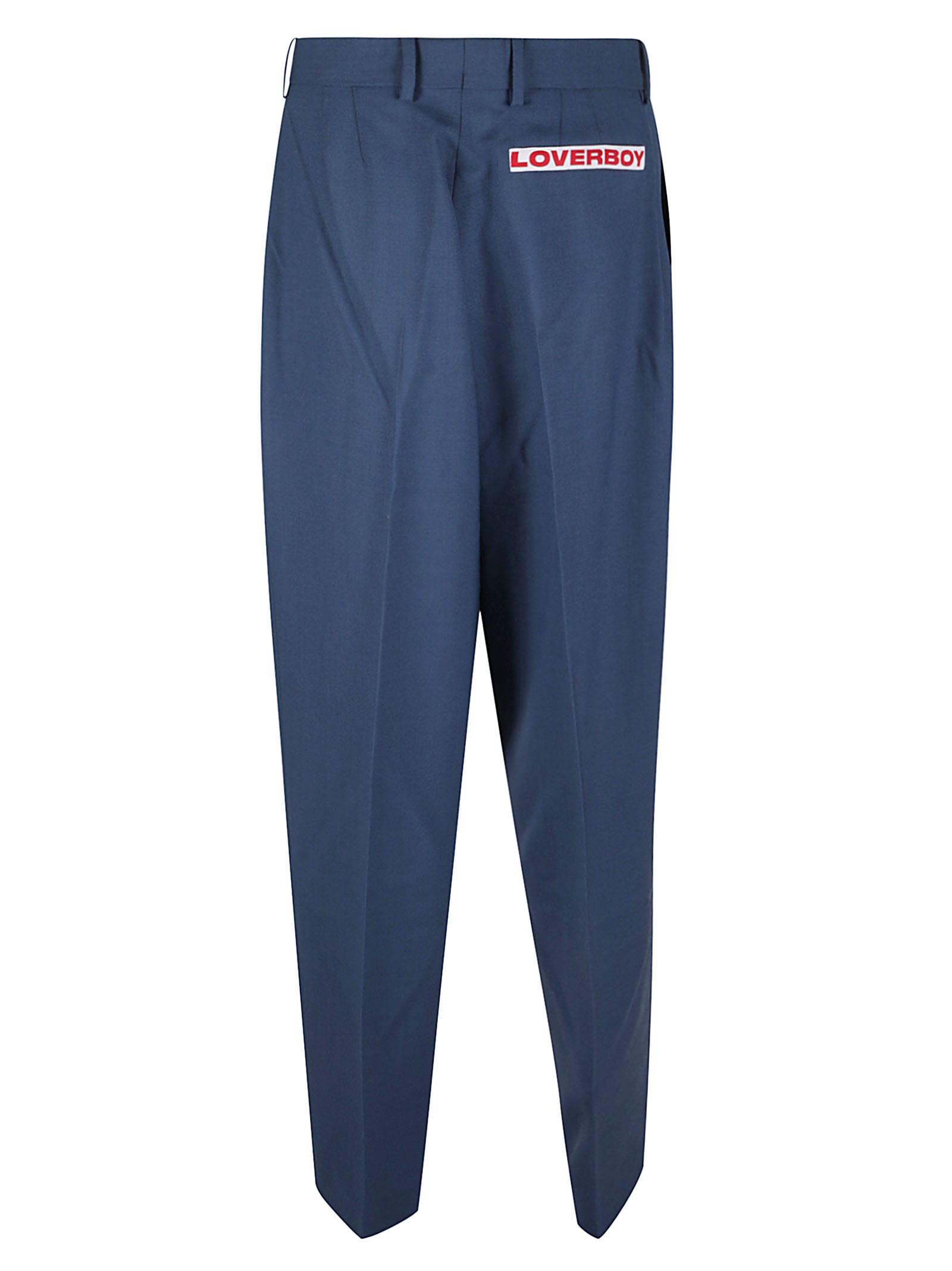 Shop Charles Jeffrey Loverboy Back Logo Trousers In Blue