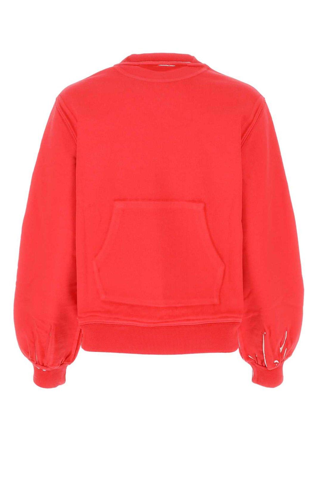 Shop Miu Miu Logo Printed Crewneck Sweatshirt In Red