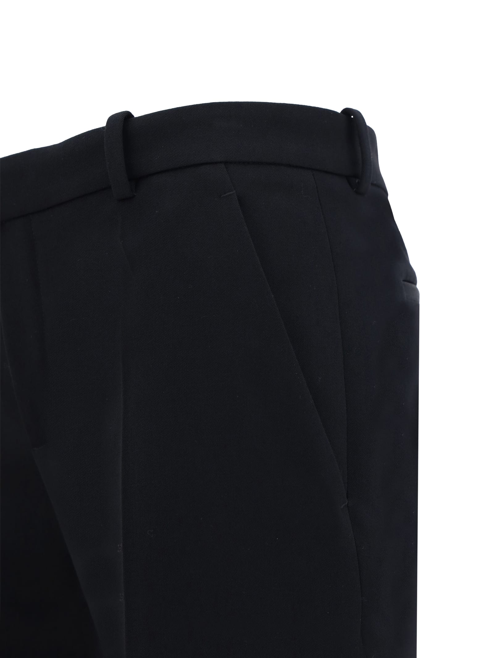 Saint Laurent Pleated Grain De Poudre Wool Straight-leg Pants In Black