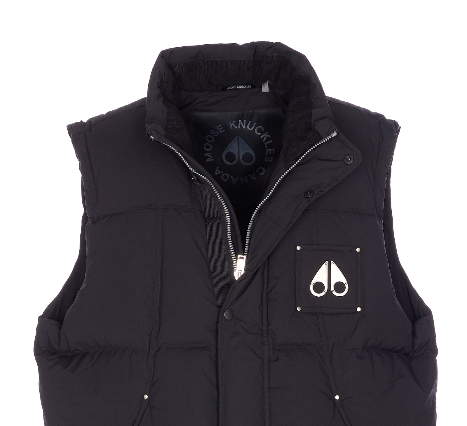 Moose Knuckles Insulated Sleeveless Jacket High Collar In Black