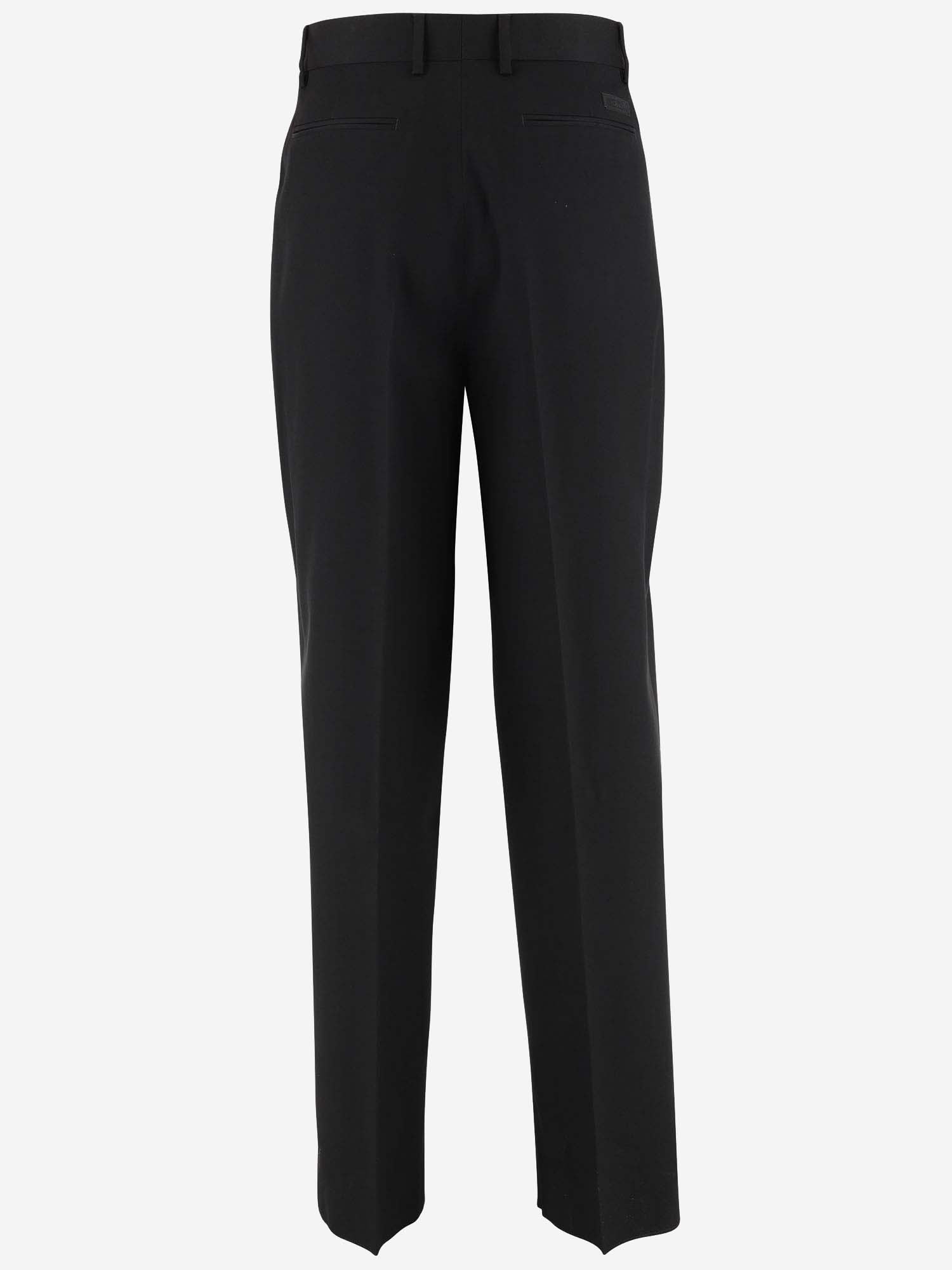 Shop Versace Wool Twill Pants In Black