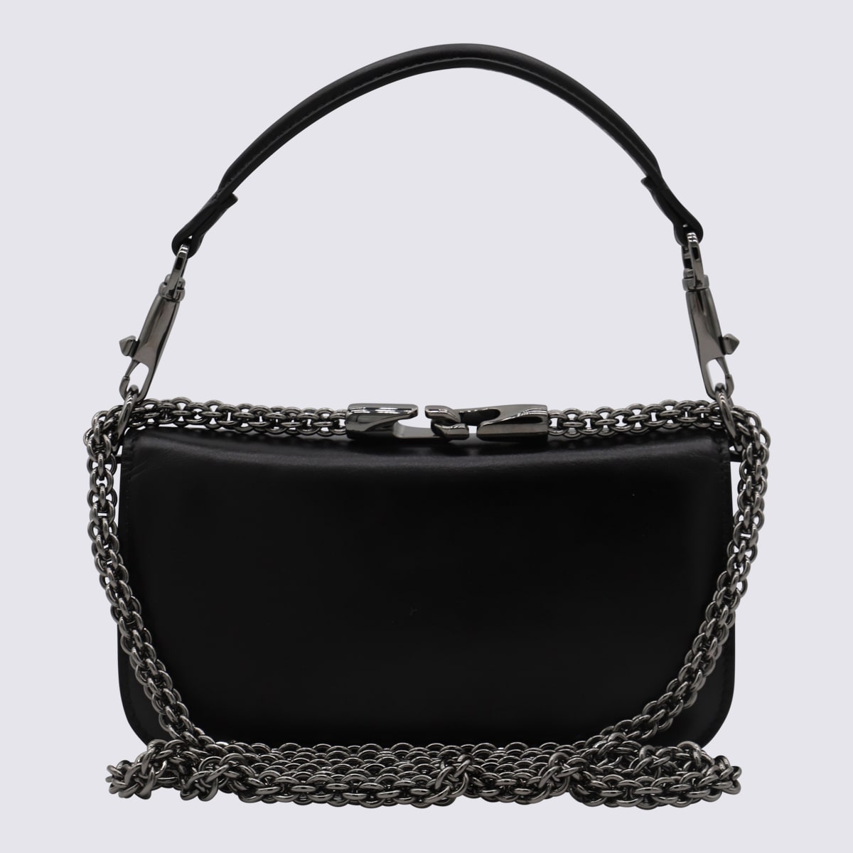 Shop Valentino Black Leather Small Loco Shoulder Bag