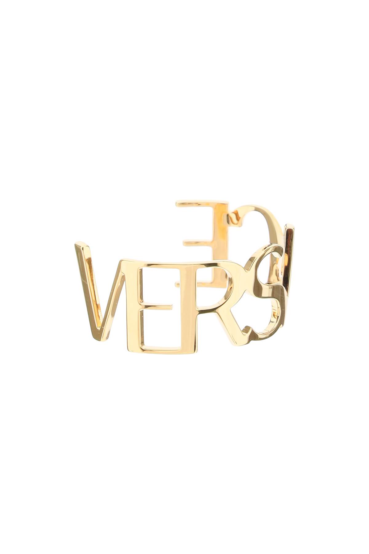 Shop Versace Stiff Logoed Bracelet In  Gold (gold)