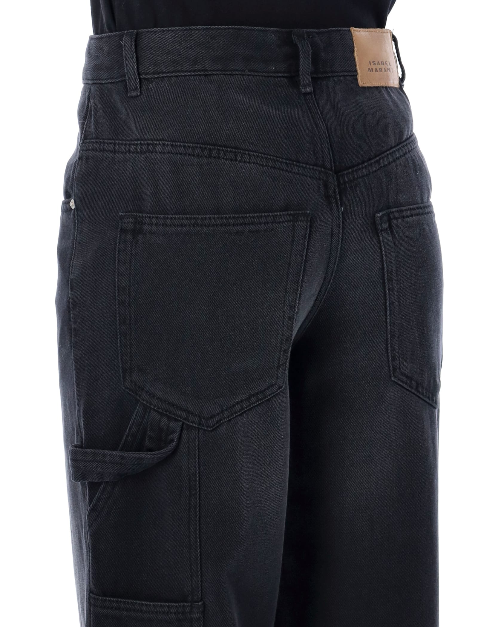 Shop Marant Etoile Bymara Cargo Jeans In Faded Black