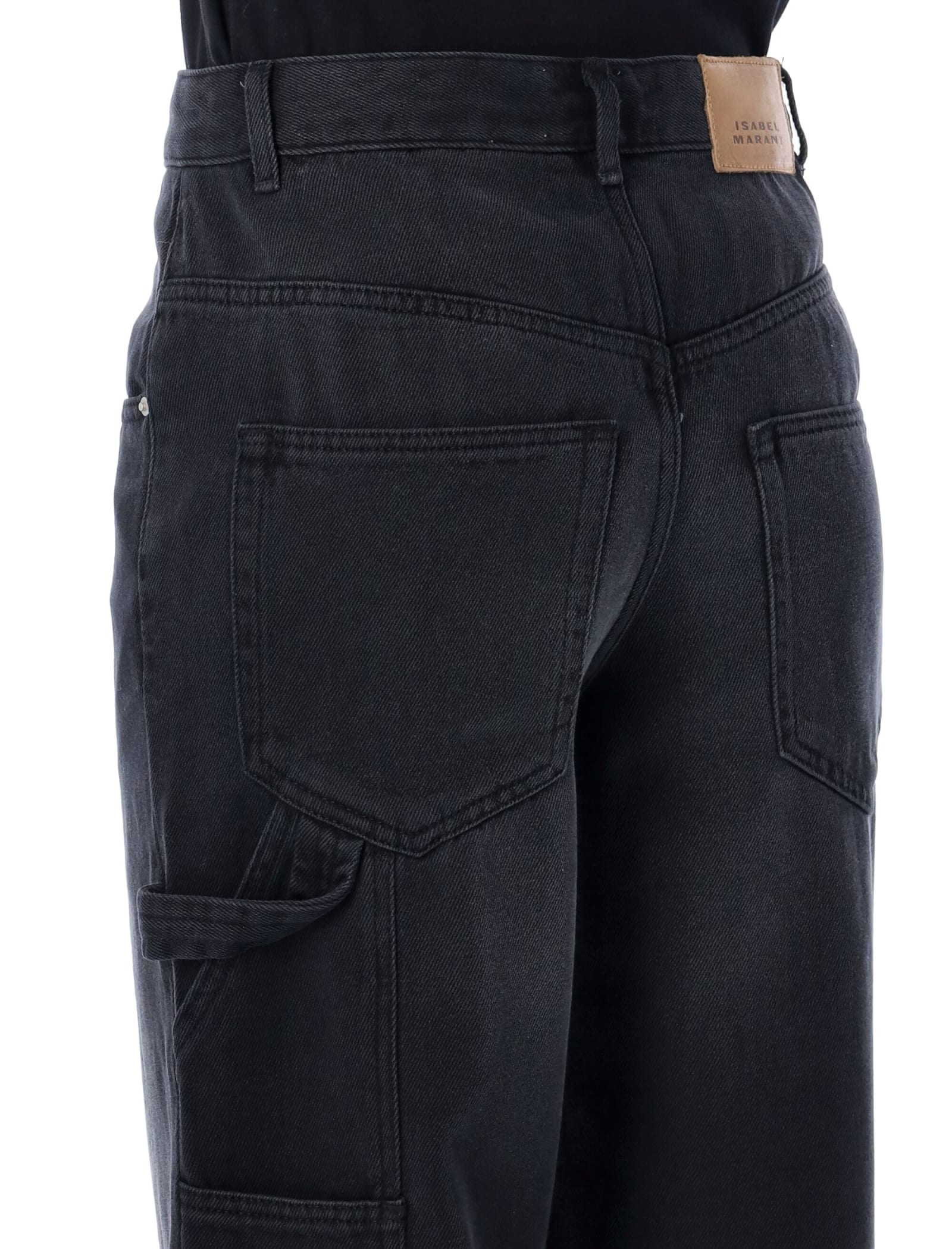 Shop Isabel Marant Bymara Cargo Jeans In Faded Black