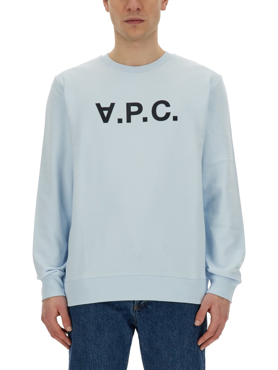 Shop Apc Sweatshirt With Logo In Azure