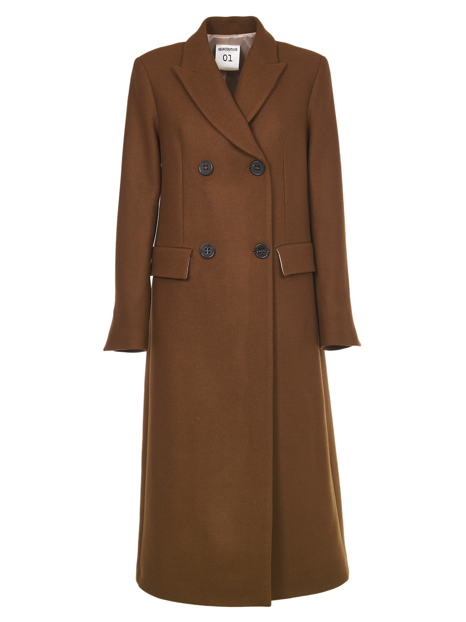 SEMICOUTURE Brown Long Double-breasted Coat
