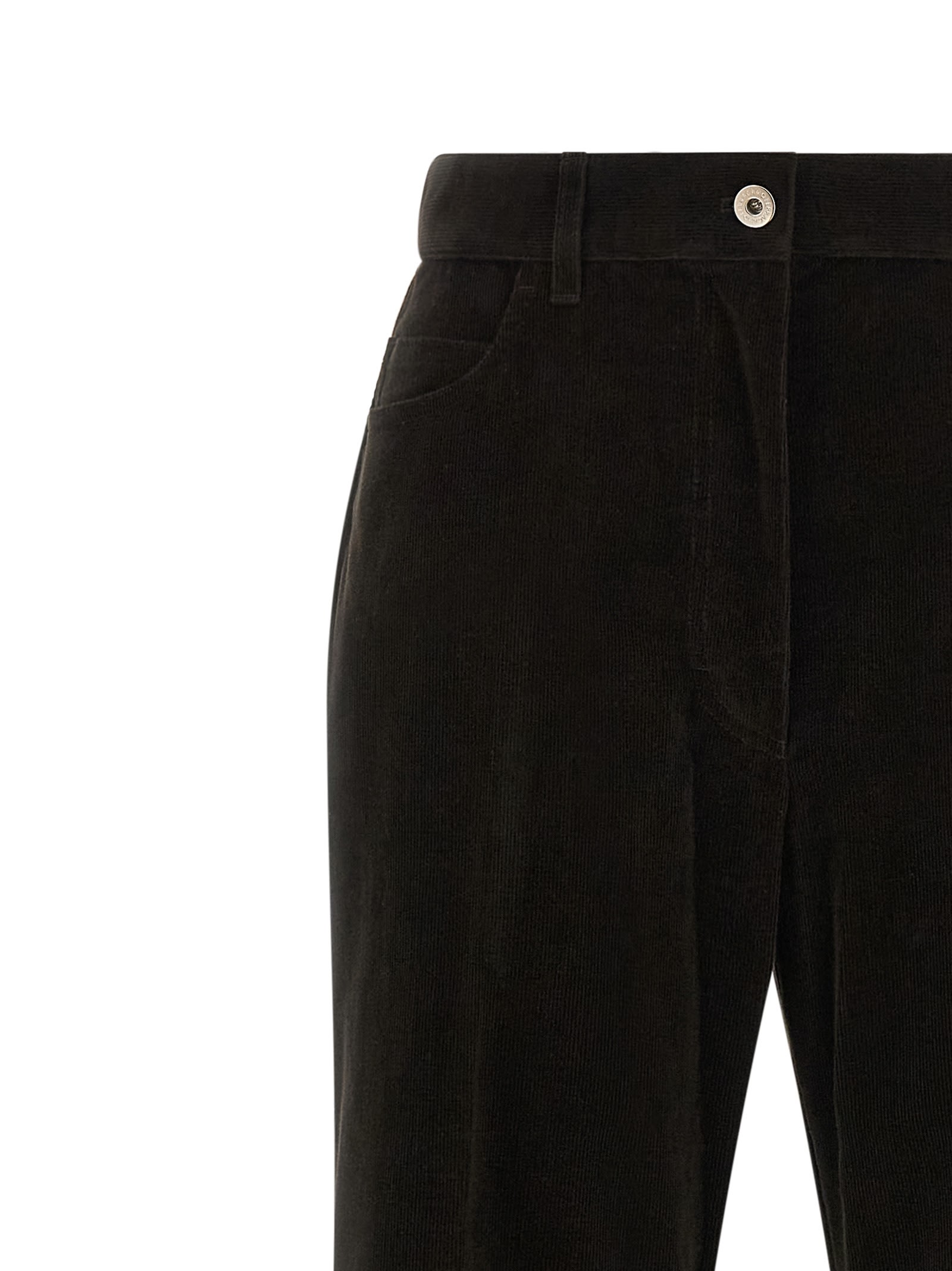 Ferragamo Velvet Trousers With Flared Leg And Belt Loops In Brown
