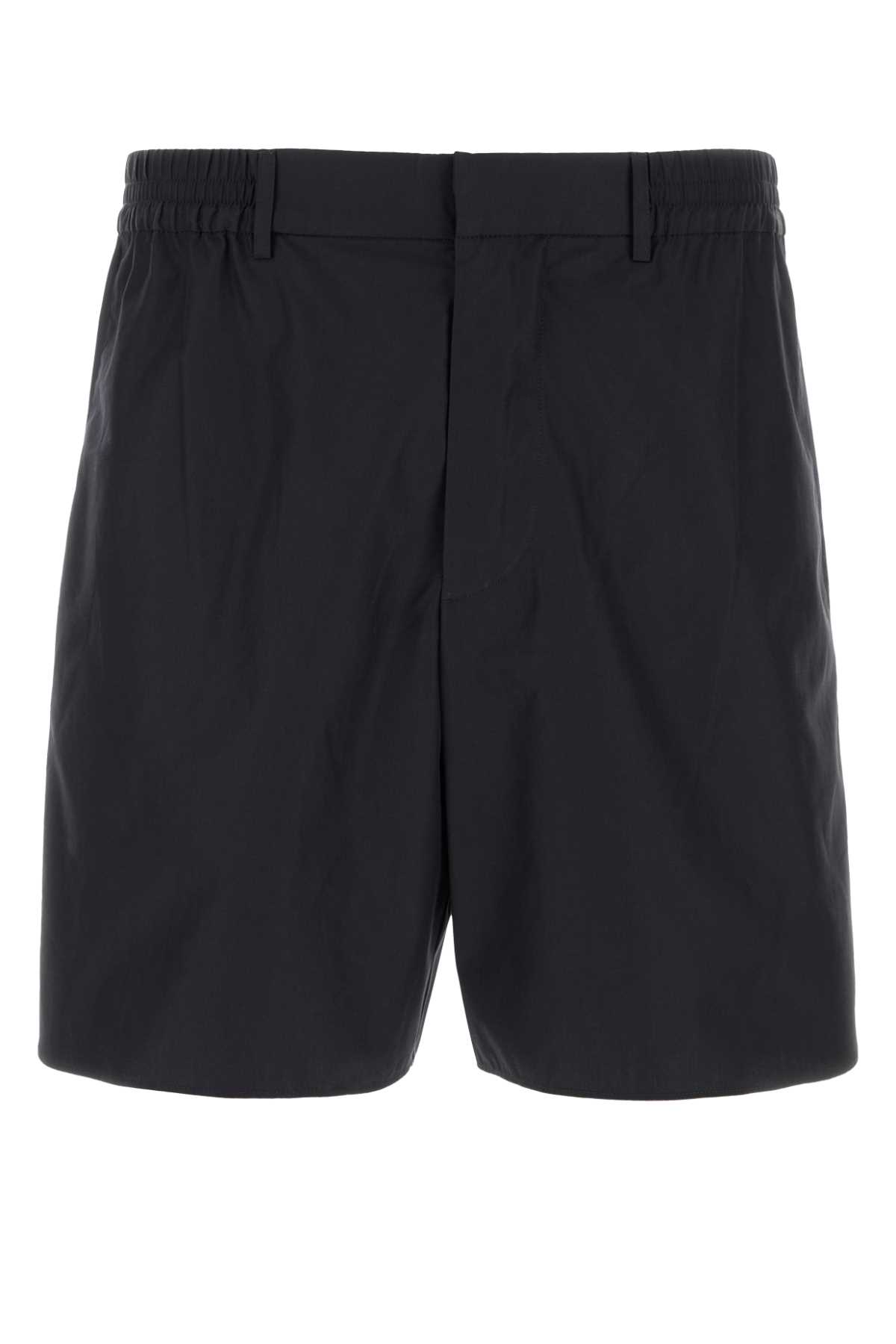 Black Poplin Bermuda Shorts