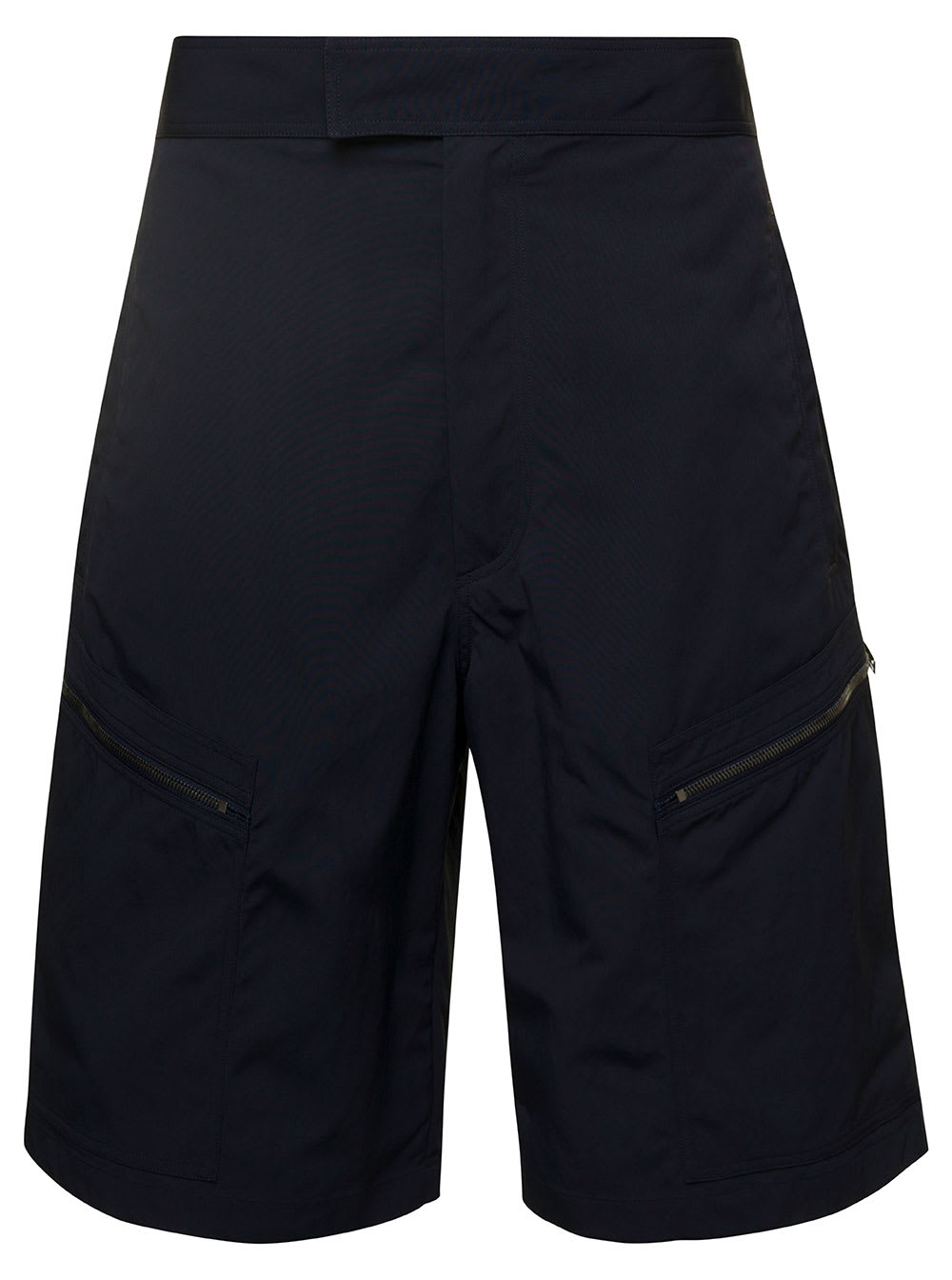 Bottega Veneta Black Bermuda Shorts With Zip Pockets Black In Polyamide Man In Blu