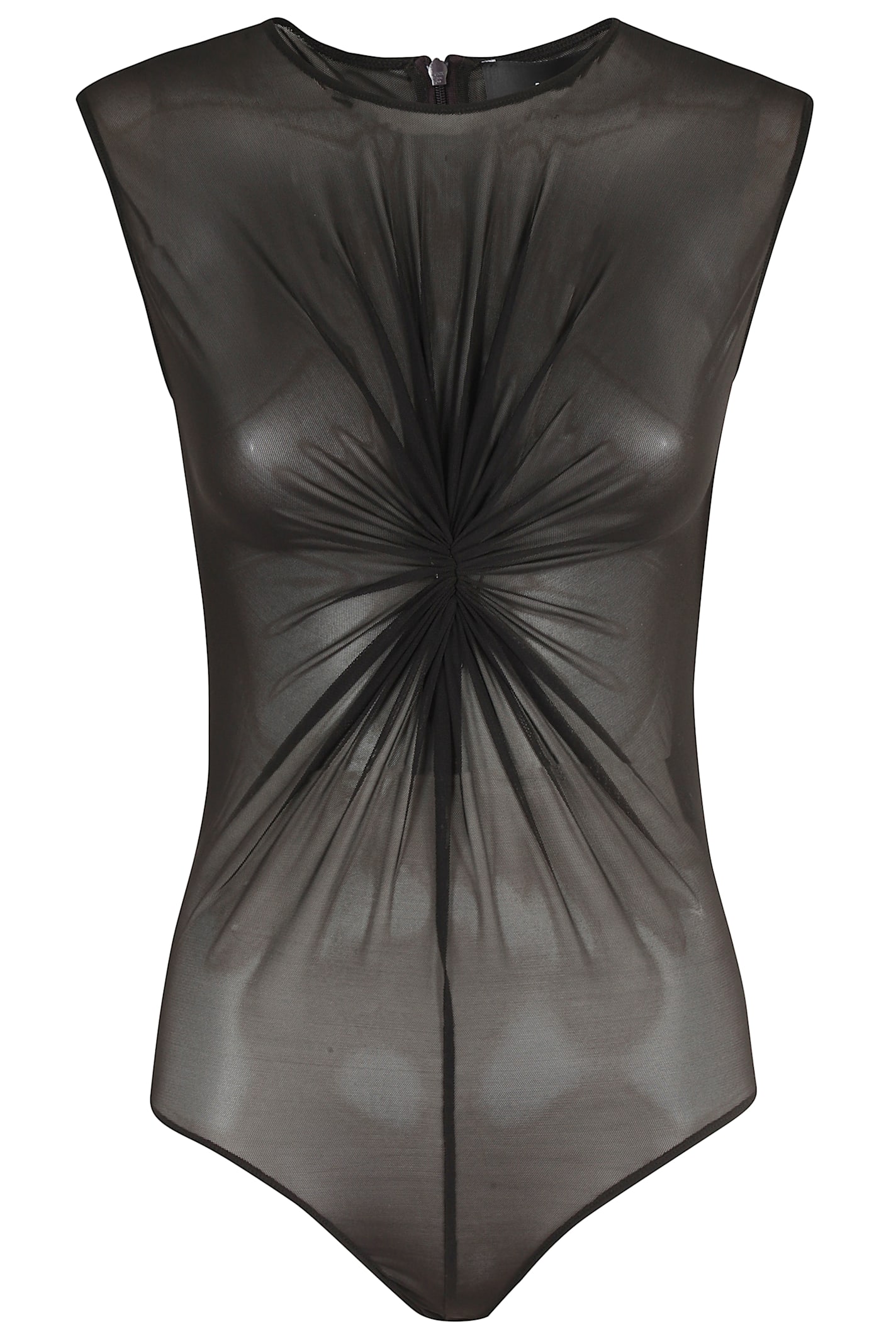 Federica Tosi Gathered-detail Mesh Bodysuit In Black