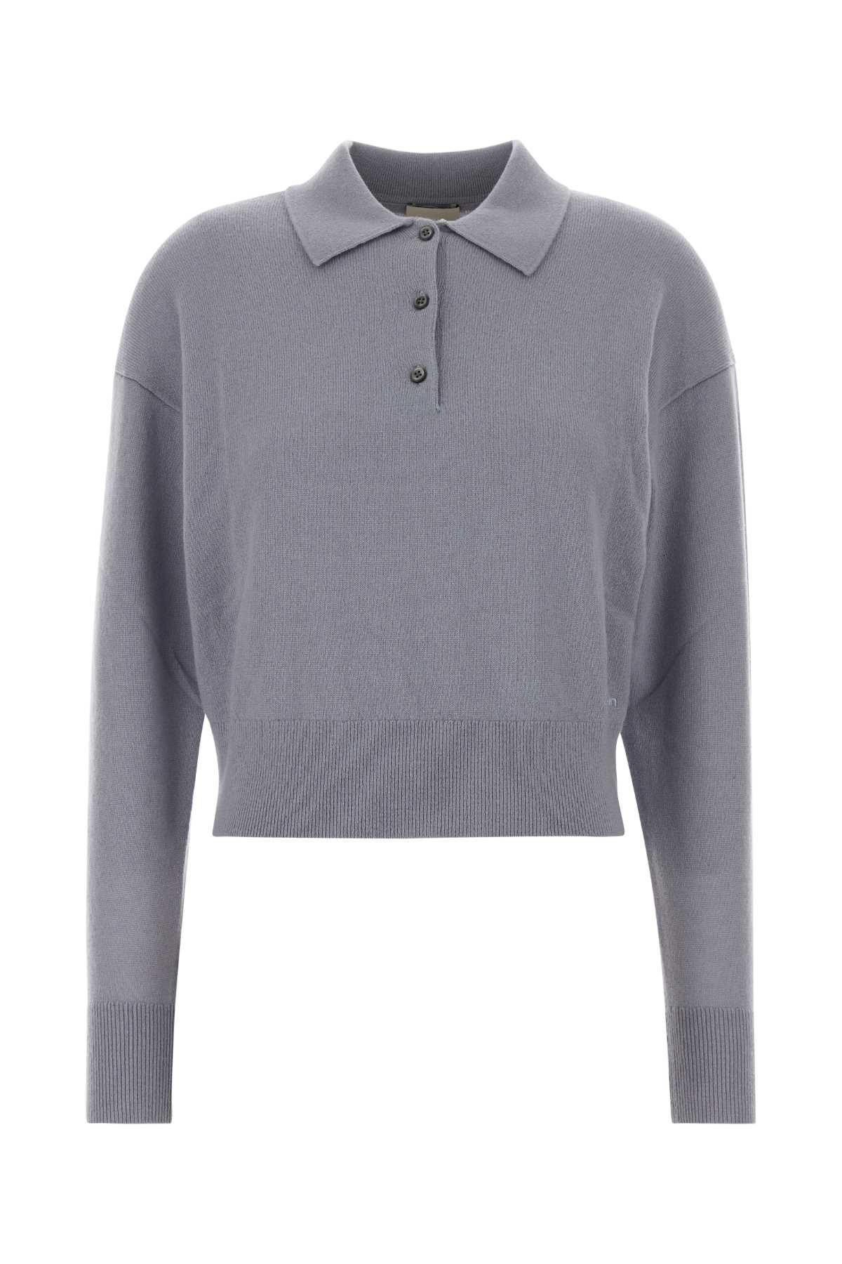 Calvin Klein Lilac Cashmere Polo Shirt In Gray