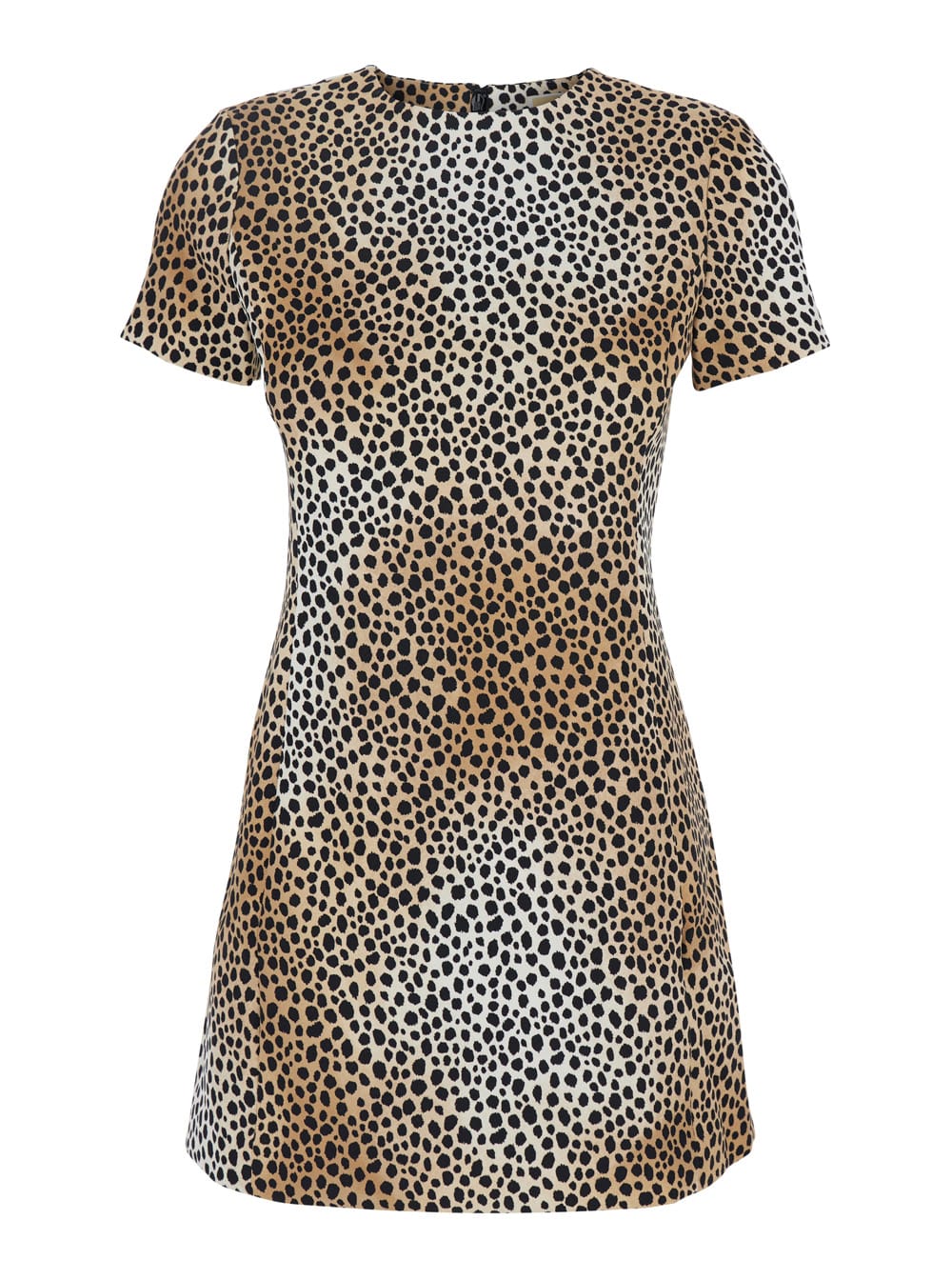 Brown Mini Dress With All-over Leopard Print In Tech Fabric Blend Woman