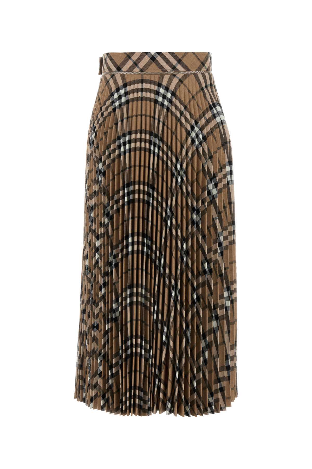 Shop Burberry Embroidered Polyester Blend Skirt In Lindenipcheck