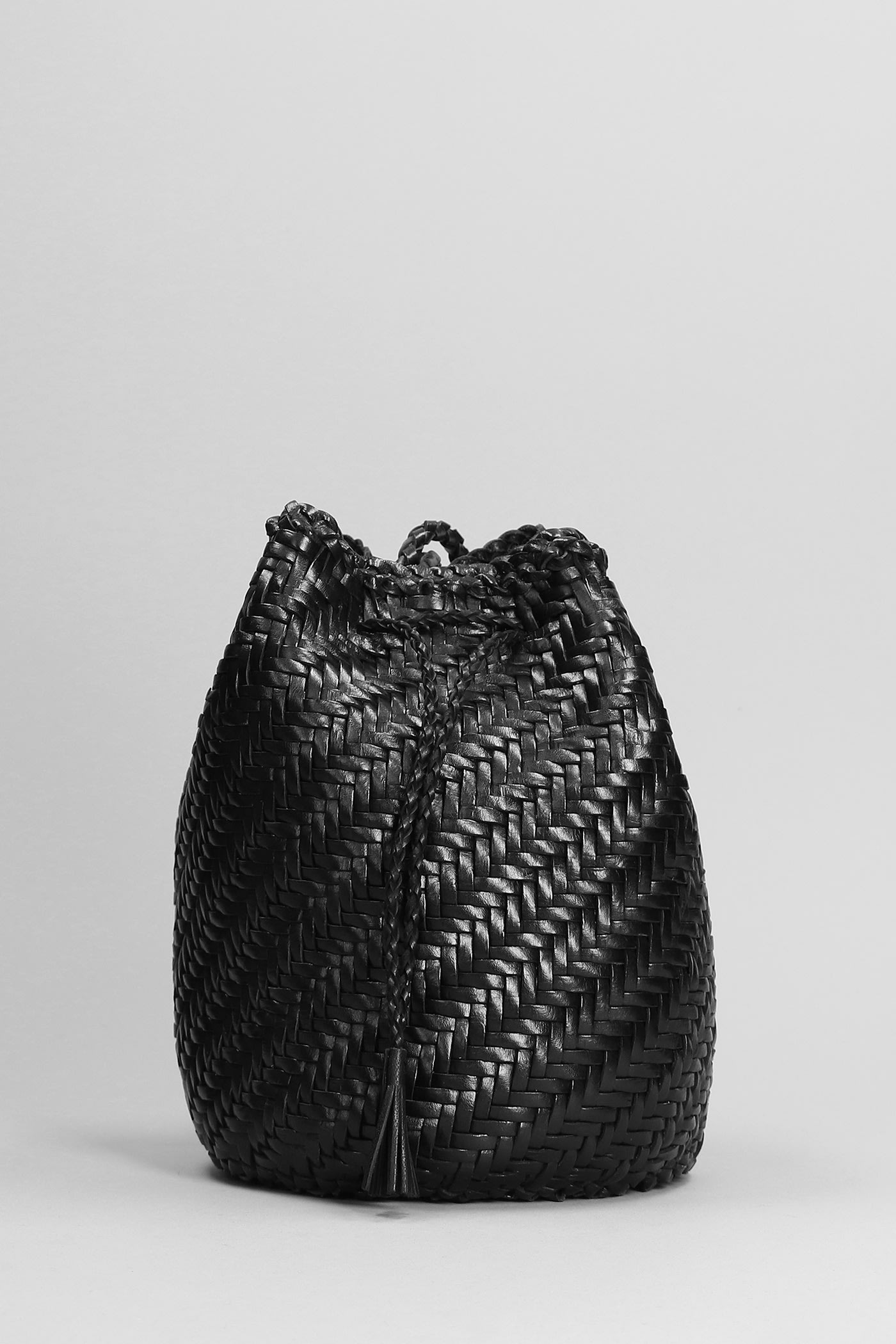 Shop Dragon Diffusion Pompom Double Hand Bag In Black Leather