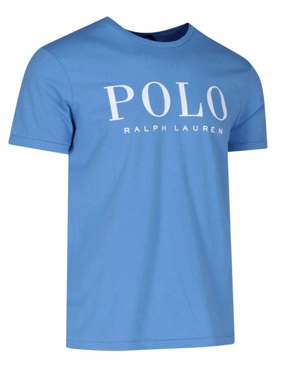 Shop Ralph Lauren Logo Printed Crewneck T-shirt In Light Blue