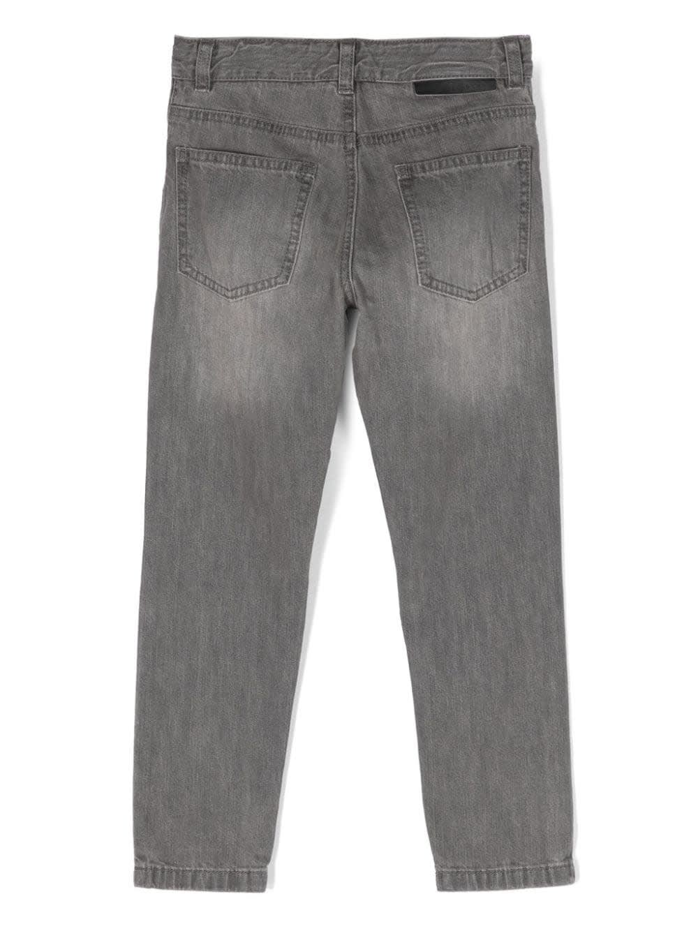 Shop Stella Mccartney Shark Face Ripped Skinny Jeans In Grey