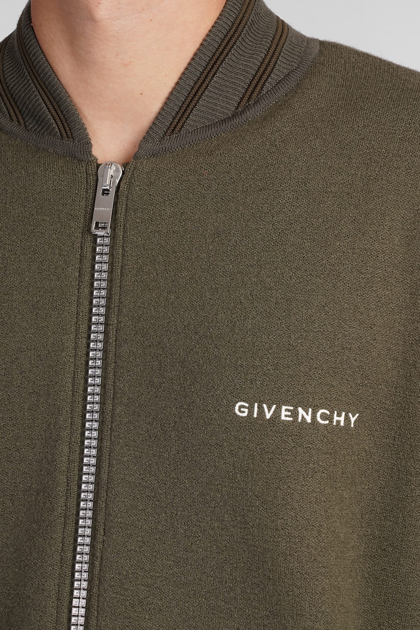 Shop Givenchy Bomber In Green Wool