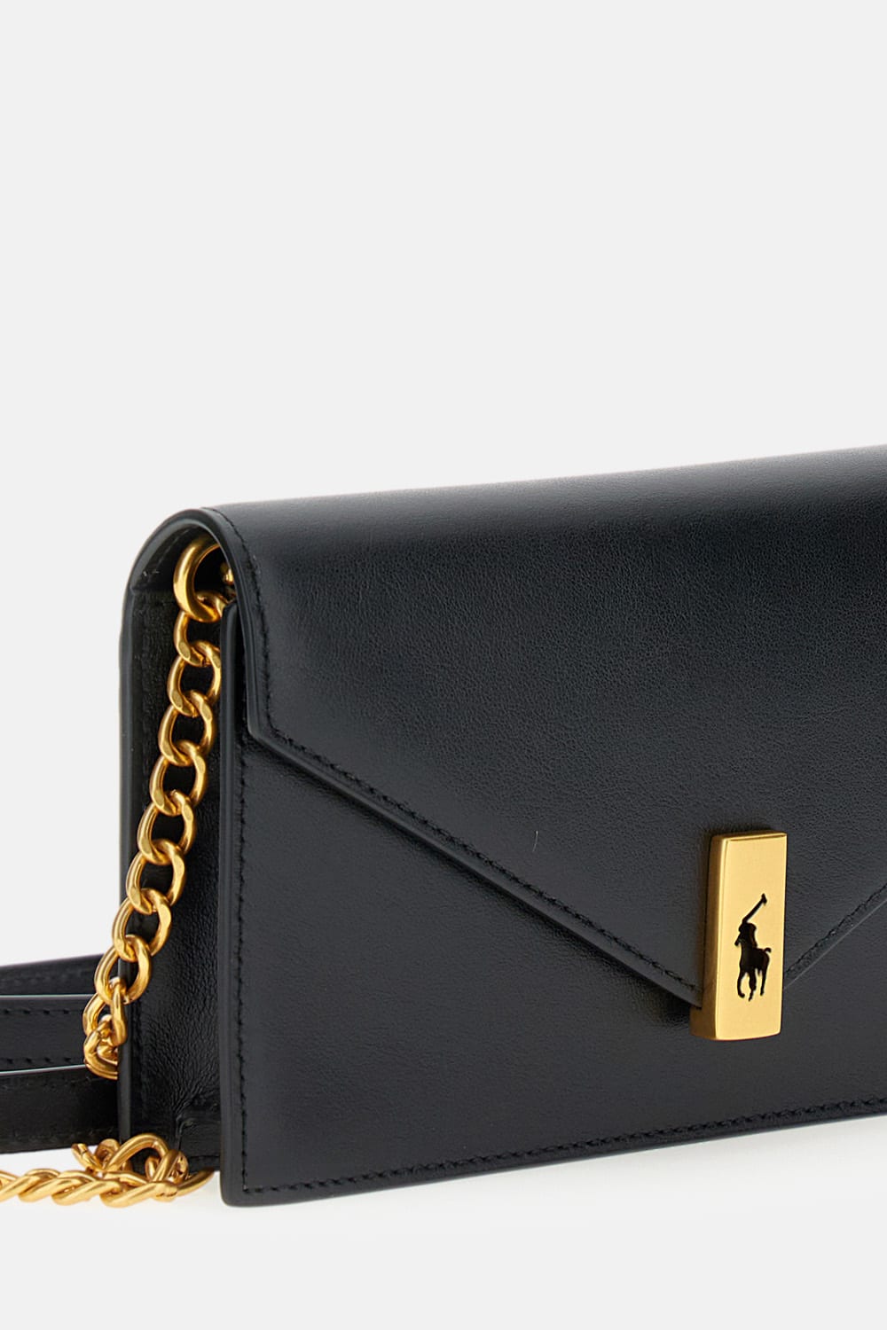 Polo Ralph Lauren Polo Id Leather Chain Wallet And Bag In Black