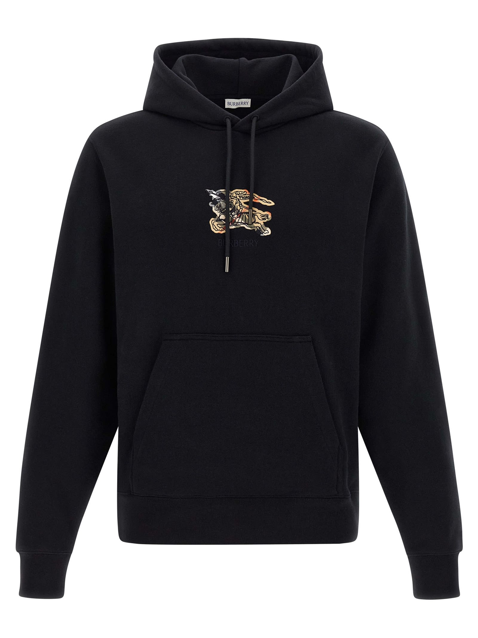 Burberry Hoodie With Front Pocket And Ribbed Cuffs In Black