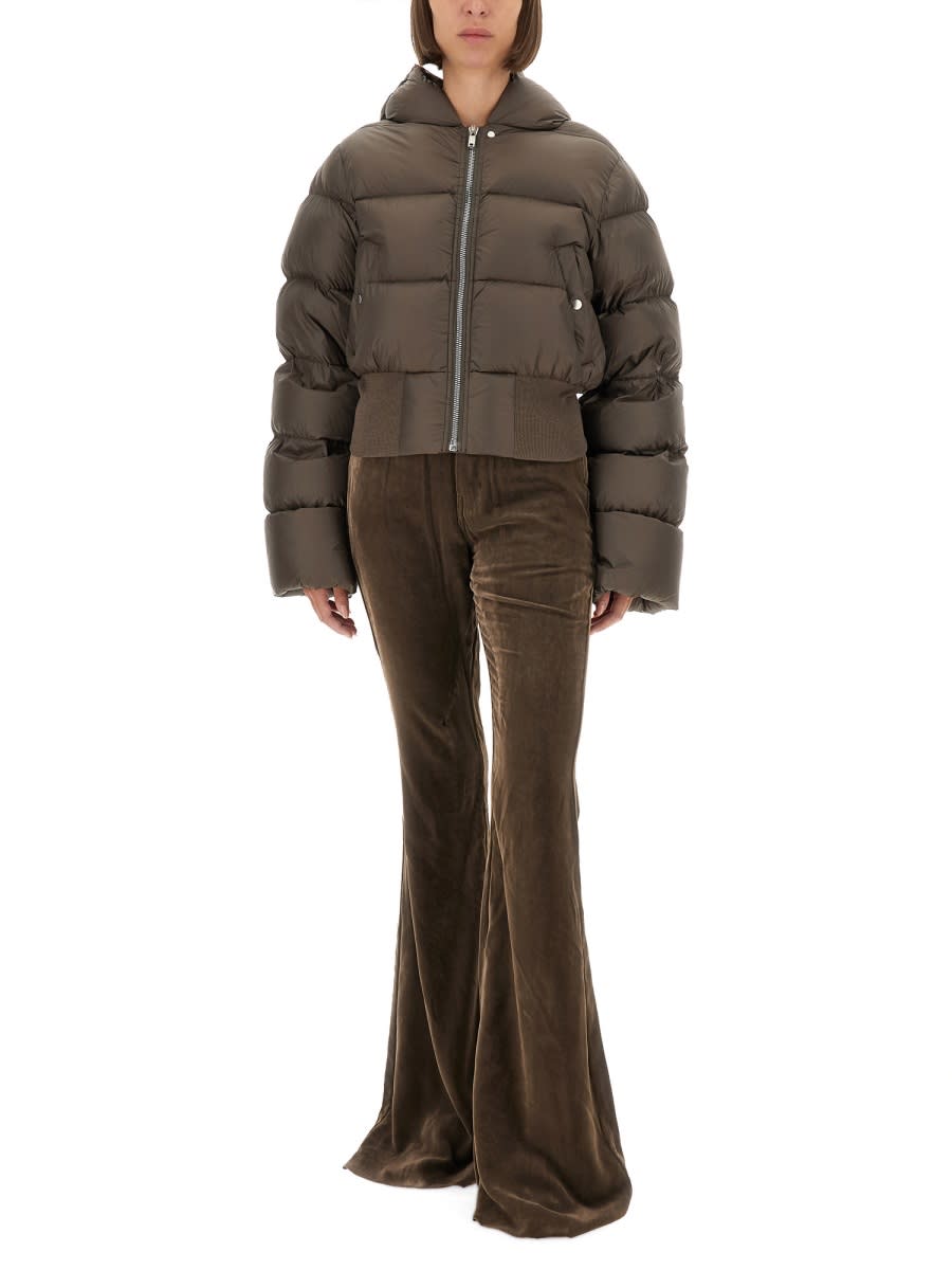 Rick Owens Down Jacket With Hood In Brown