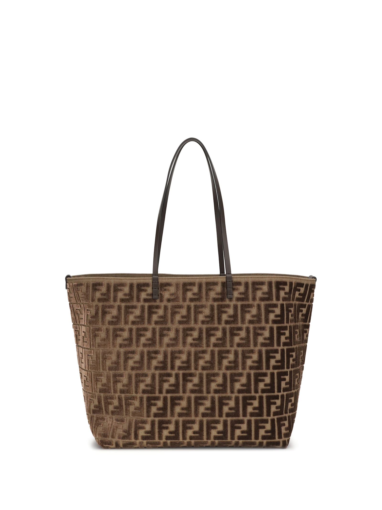 Fendi Women Brown Roll Large Reversible Shopper Bag