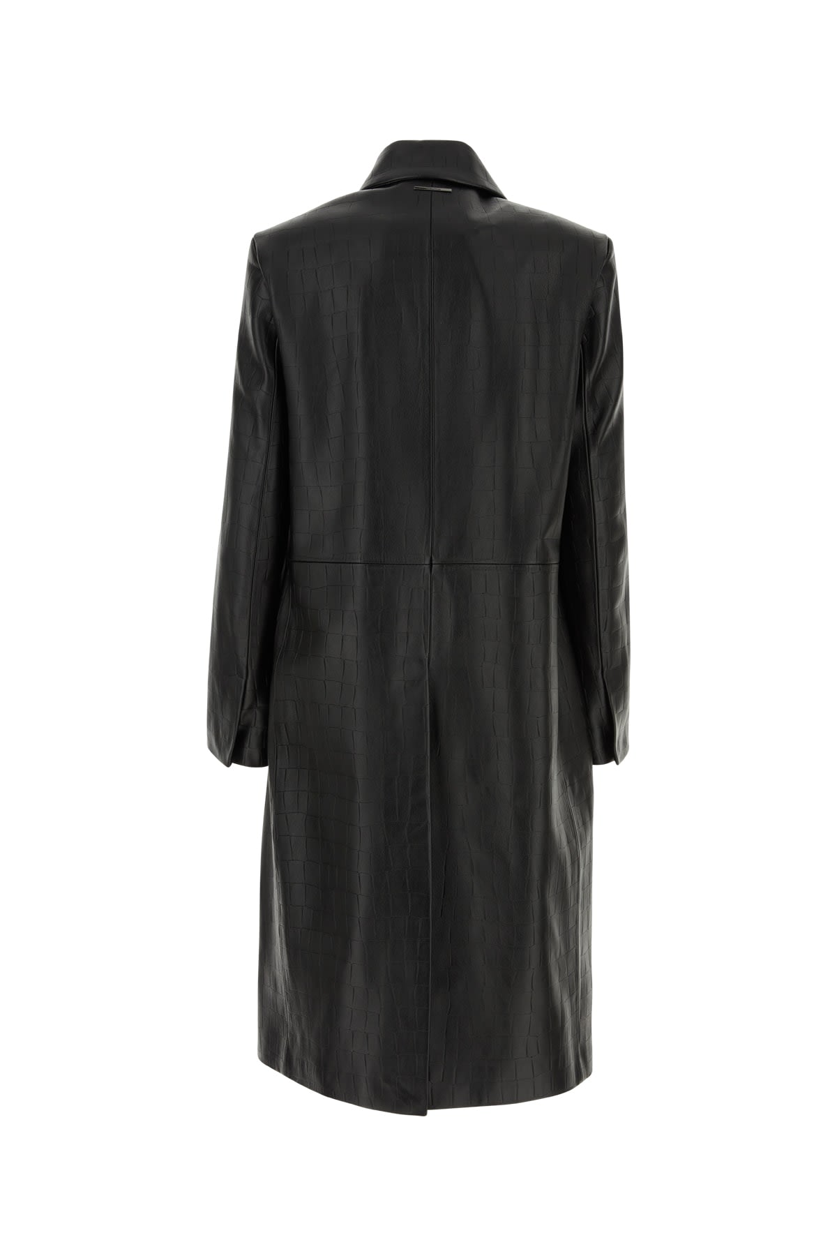 Shop Calvin Klein Textured Leather Coat In Ckblack