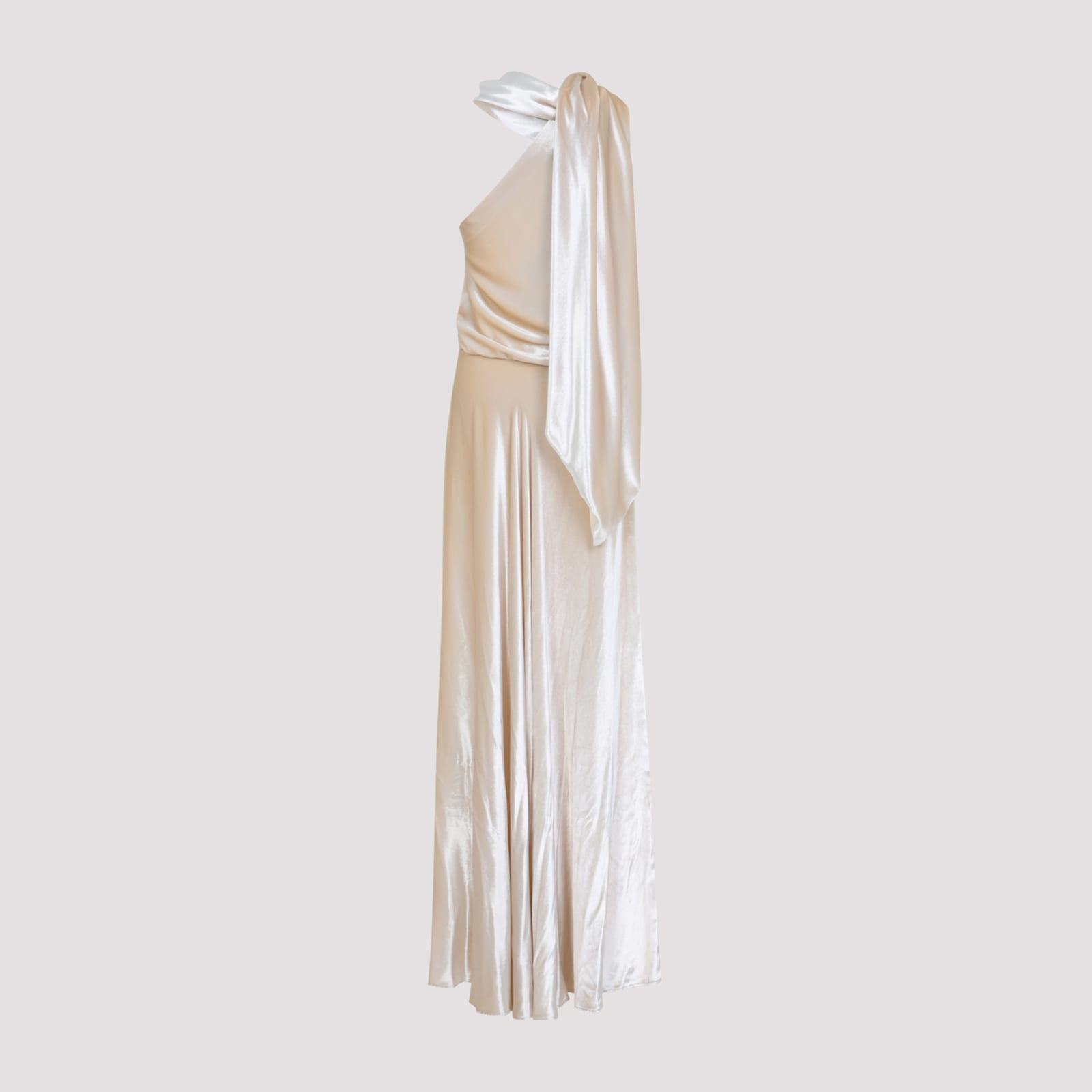 Alberta Ferretti One-shoulder Maxi Dress With Draped Sleeve In Pink