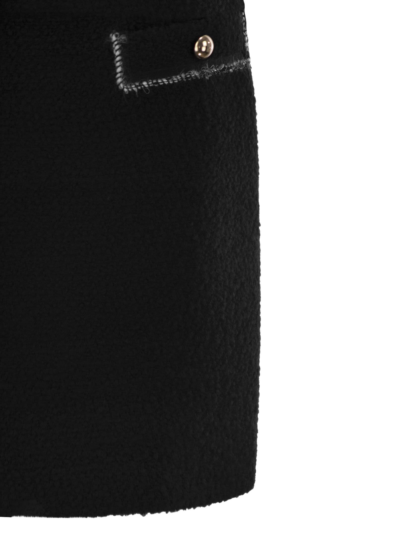 Fay Mini Bouclé Wool Short Skirt In Black