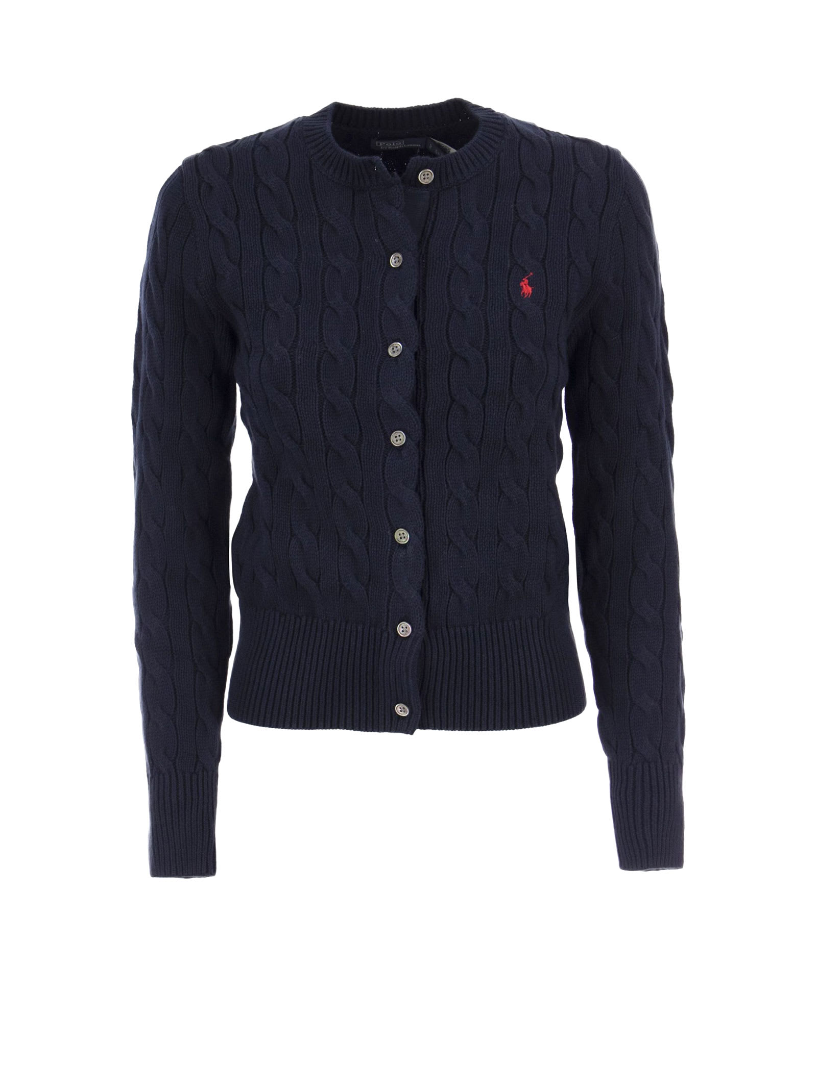 POLO RALPH LAUREN LOGO BRAIDED CARDIGAN