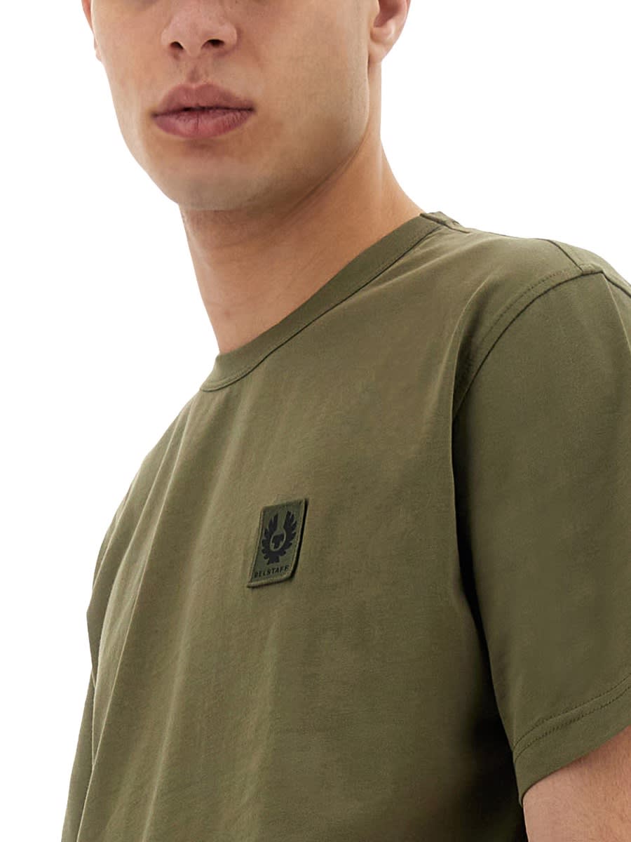 Belstaff T-shirt With Logo Patch In Military Green